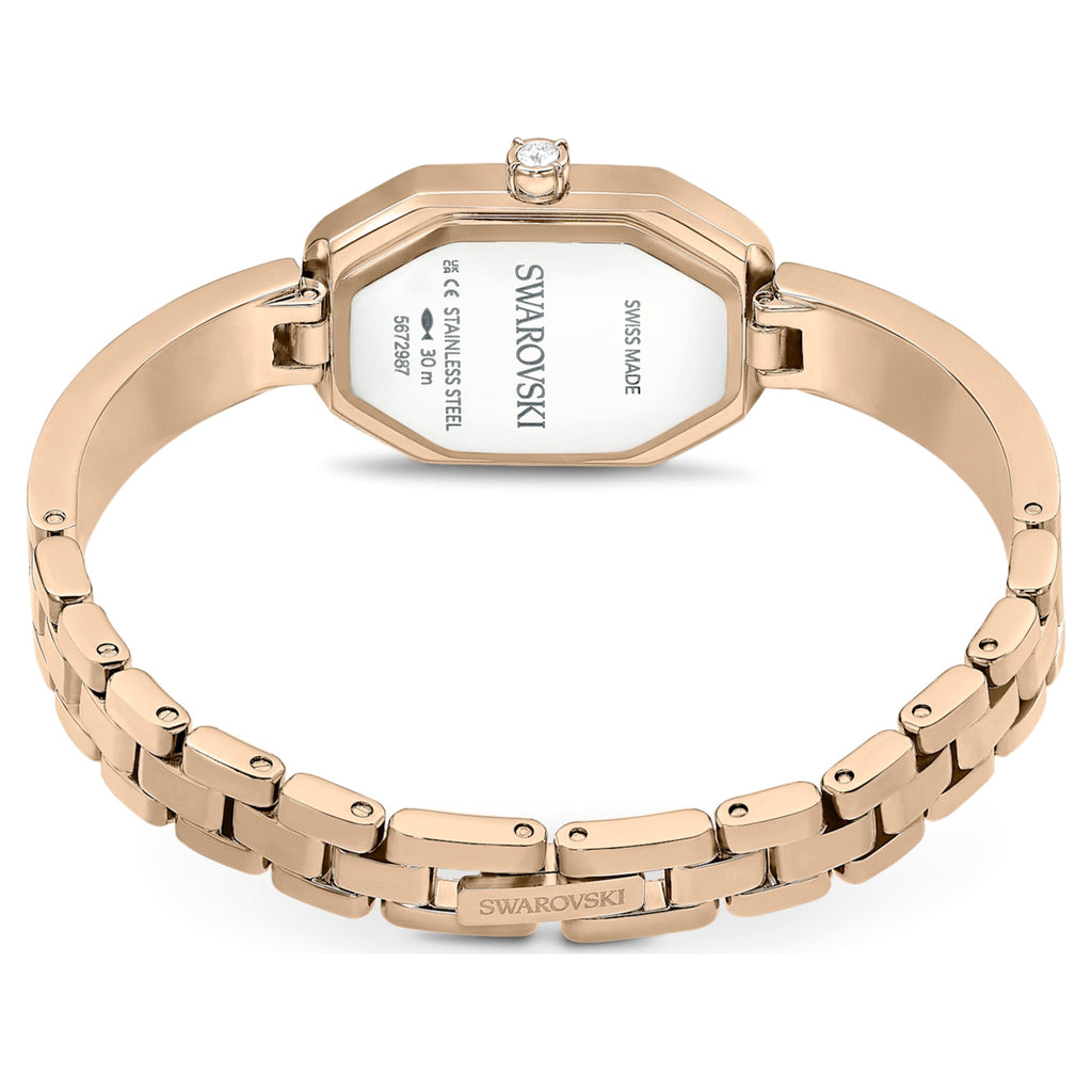 Swarovski Dextera bangle watch Swiss Made, Metal bracelet, Gold tone, Champagne gold-tone finish