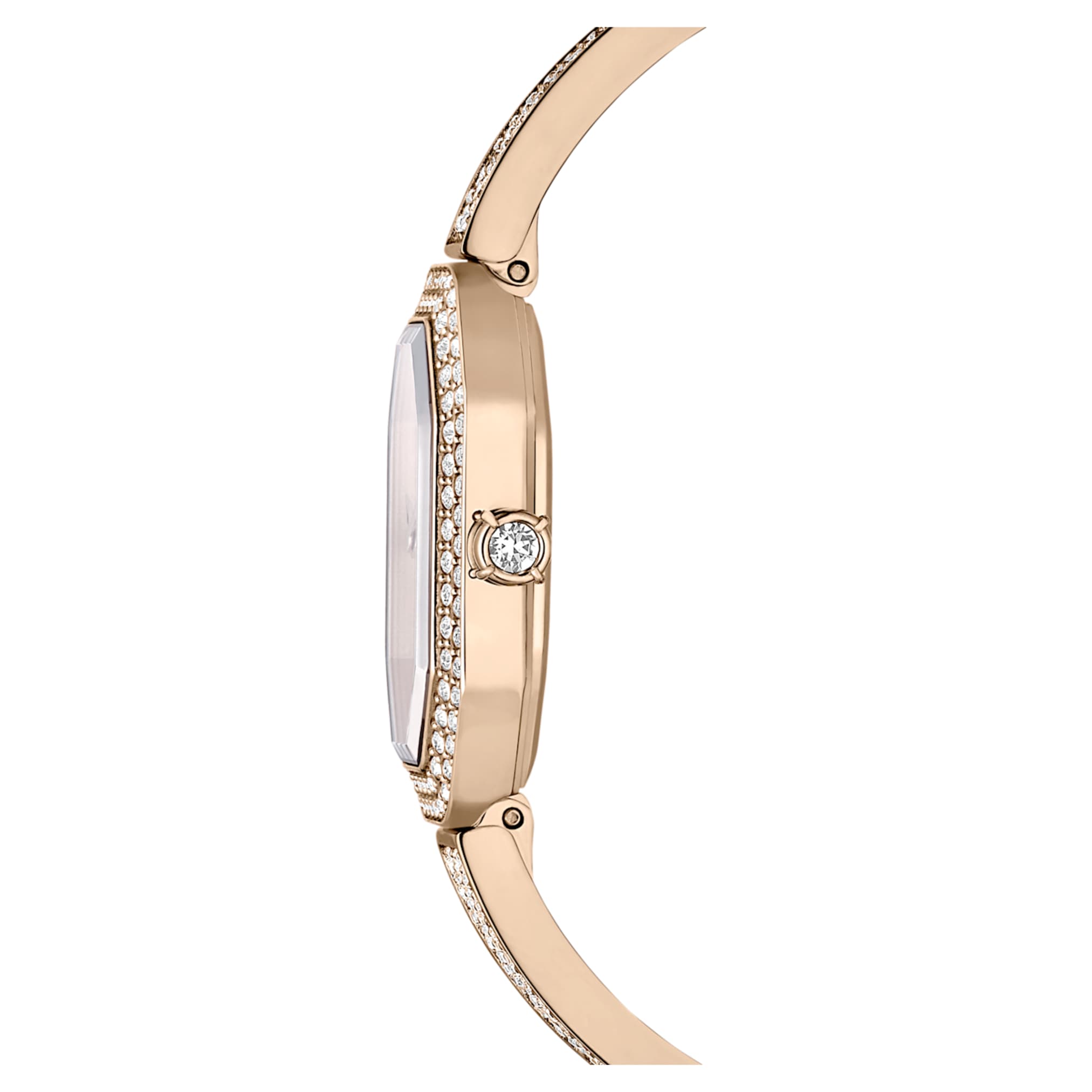 Swarovski Dextera bangle watch Swiss Made, Metal bracelet, Gold tone, Champagne gold-tone finish