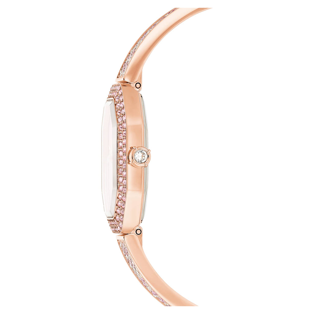 Swarovski Dextera bangle watch Swiss Made, Metal bracelet, Pink, Rose gold-tone plated