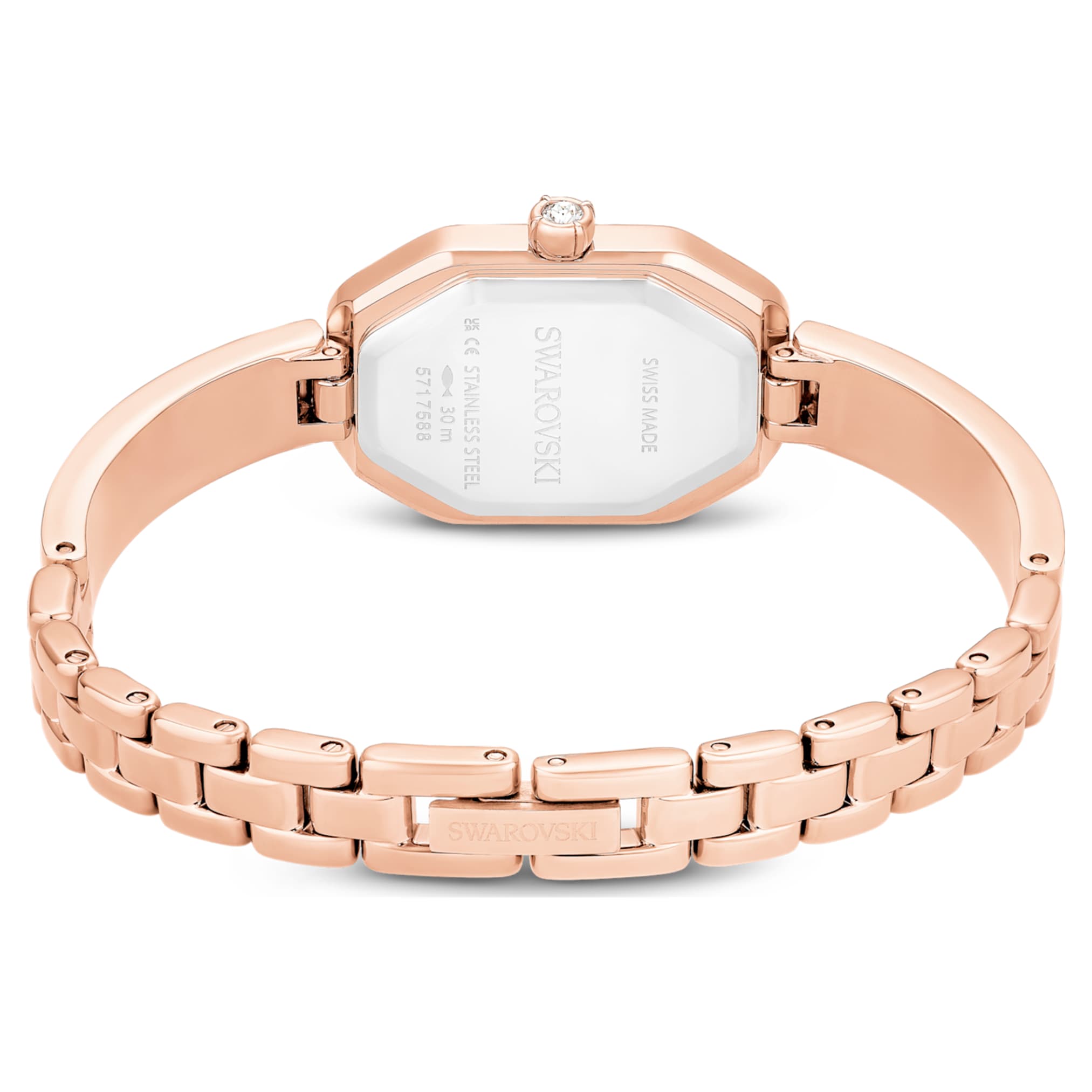 Swarovski Dextera bangle watch Swiss Made, Metal bracelet, Pink, Rose gold-tone plated