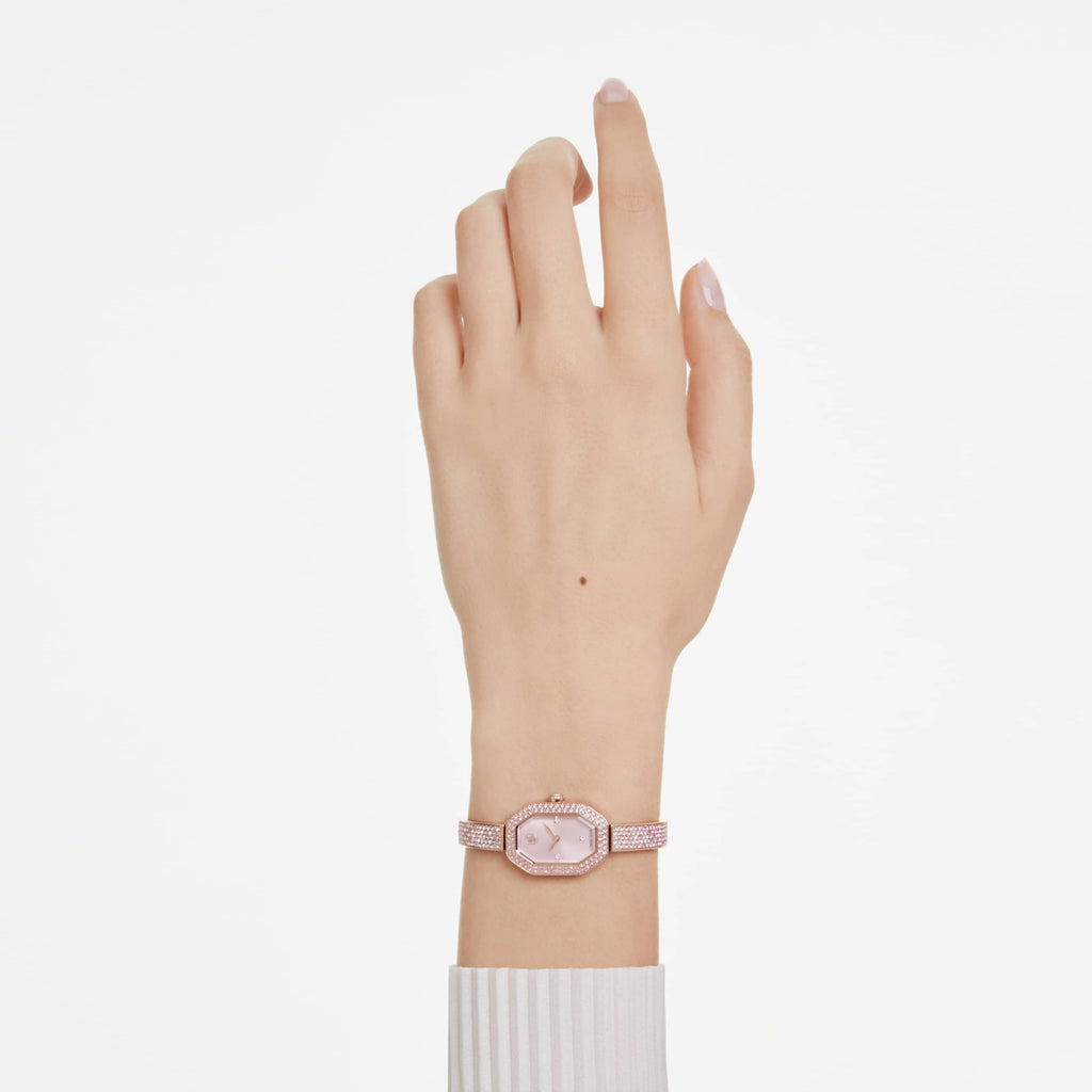 Swarovski Dextera bangle watch Swiss Made, Metal bracelet, Silver tone, Stainless steel