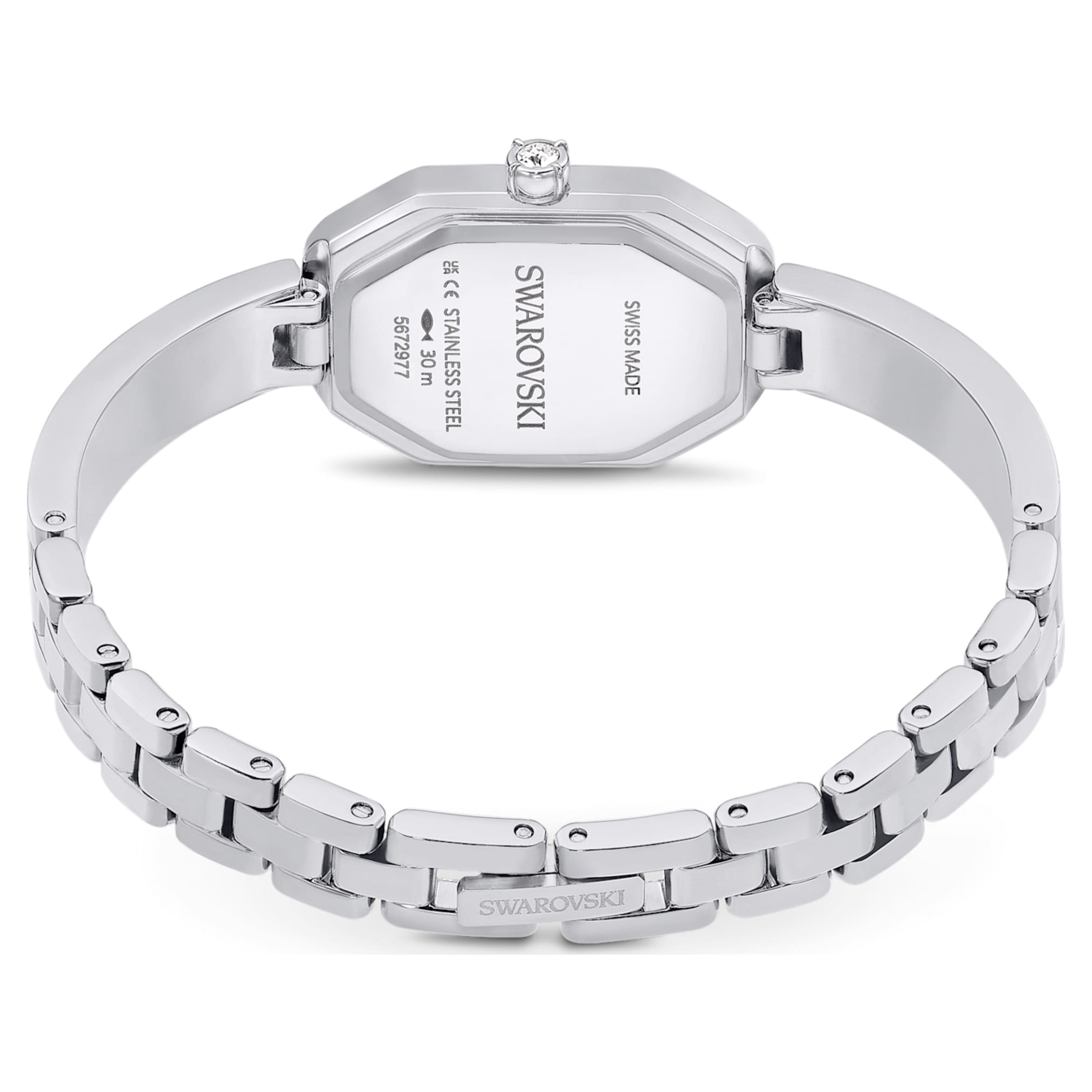 Swarovski Dextera bangle watch Swiss Made, Metal bracelet, Silver tone, Stainless steel