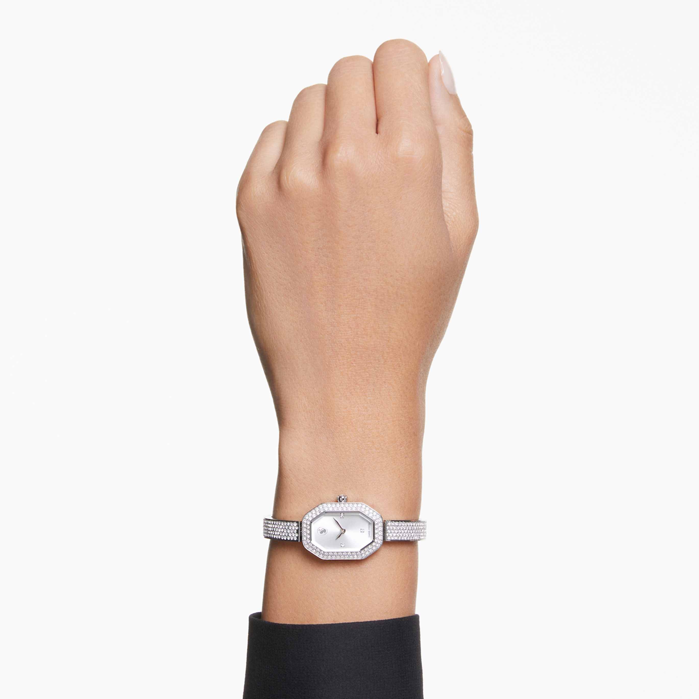 Swarovski Dextera bangle watch Swiss Made, Metal bracelet, Pink, Rose gold-tone plated