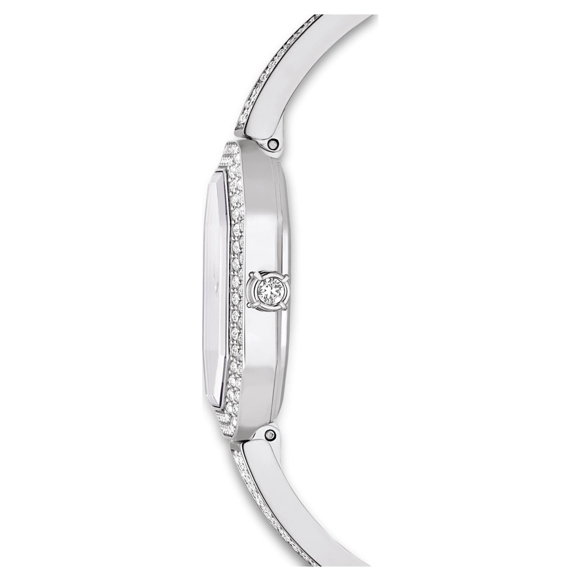 Swarovski Dextera bangle watch Swiss Made, Metal bracelet, Silver tone, Stainless steel