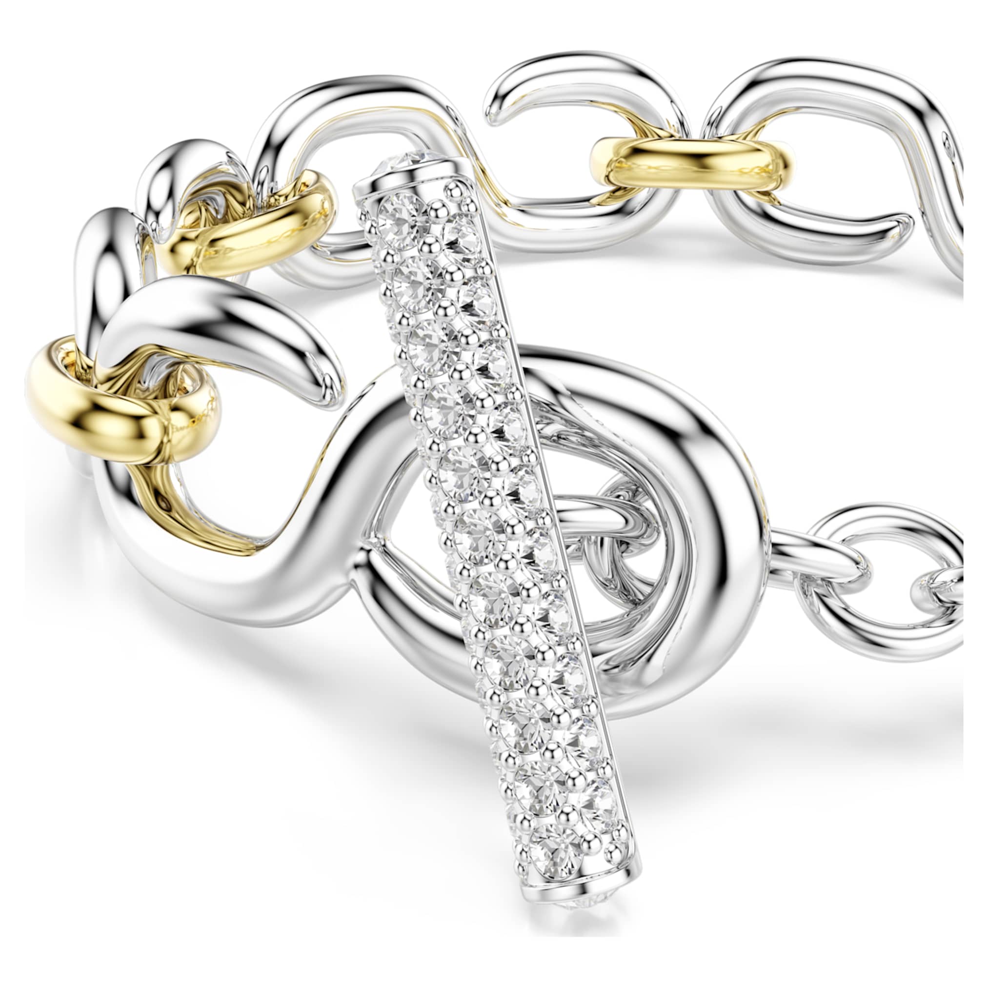 Swarovski Dextera bracelet Round cut, T-bar, White, Mixed metal finish
