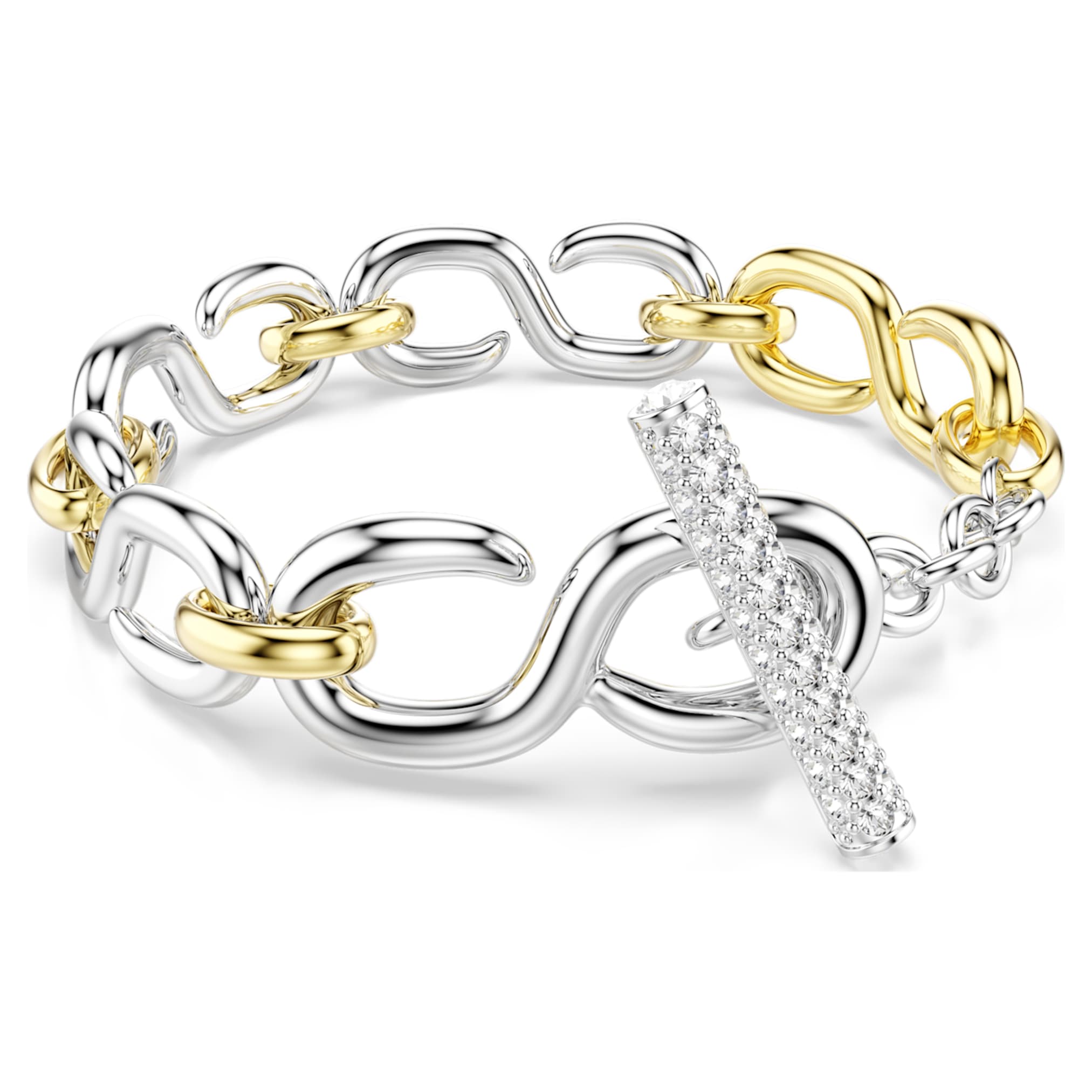 Swarovski Dextera bracelet Round cut, T-bar, White, Mixed metal finish