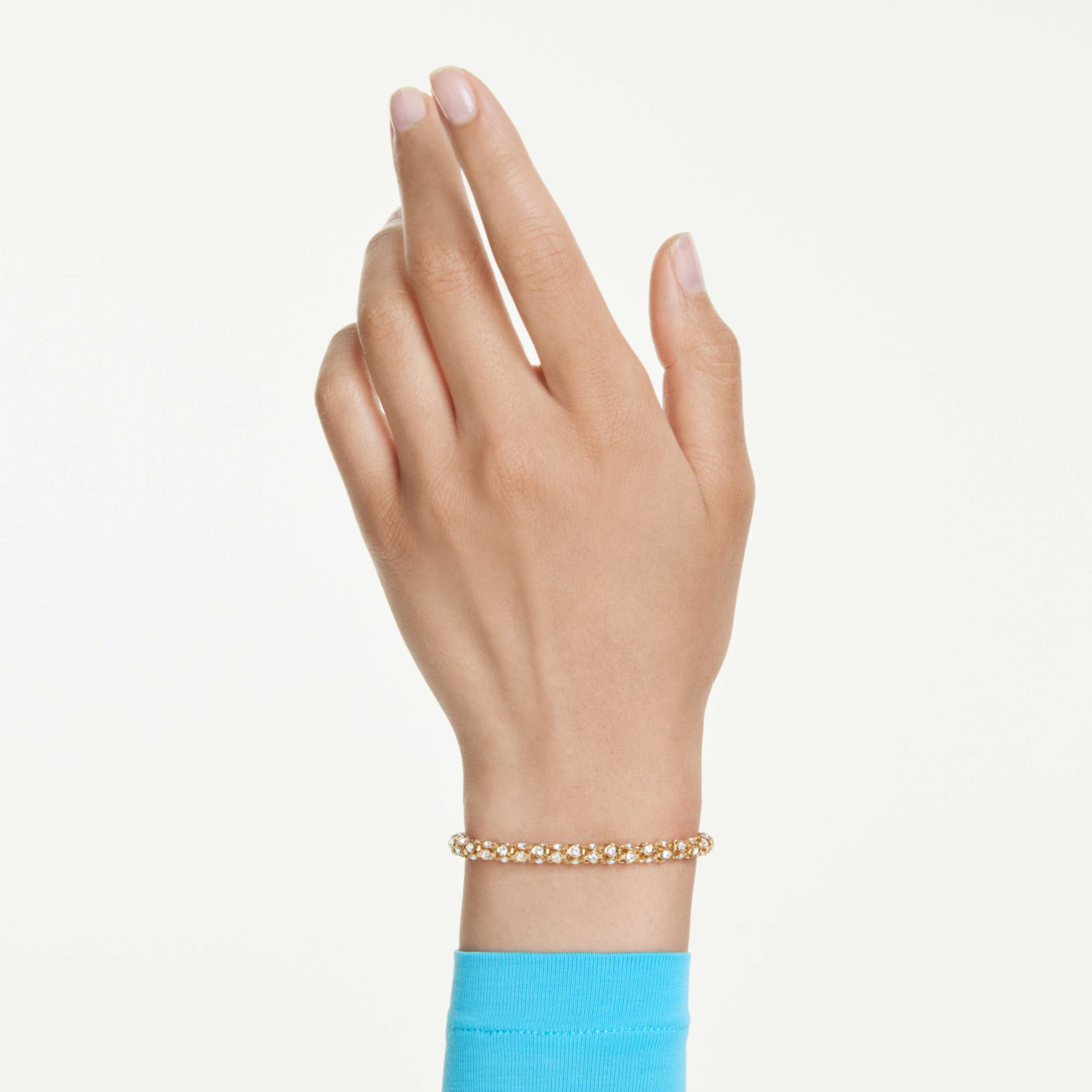 Swarovski Dextera bracelet Round cut, White, 18K gold finish