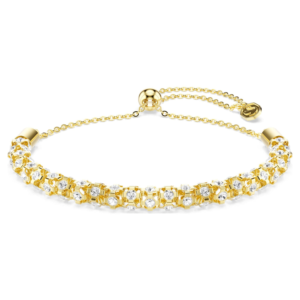 Swarovski Dextera bracelet Round cut, White, 18K gold finish