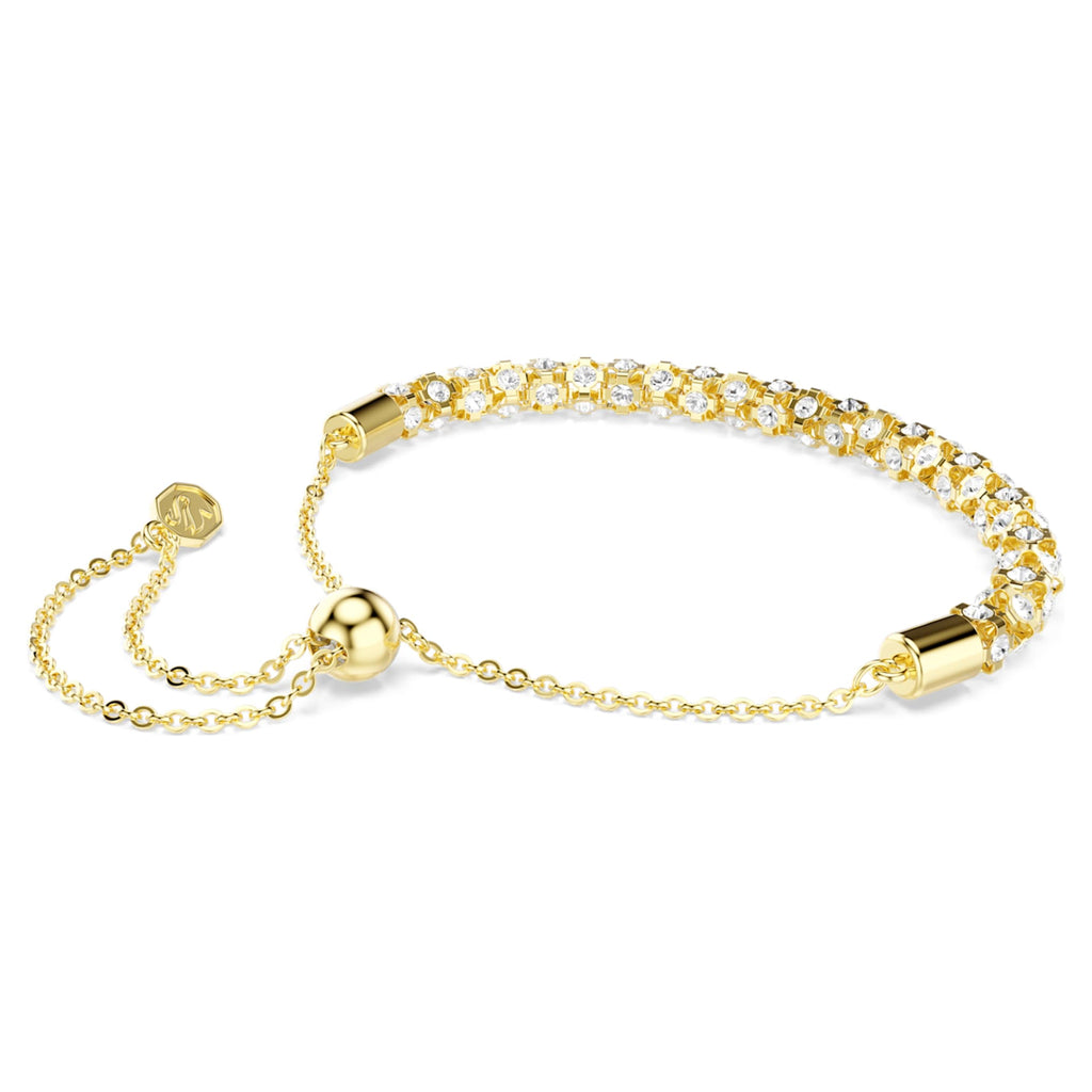 Swarovski Dextera bracelet Round cut, White, 18K gold finish