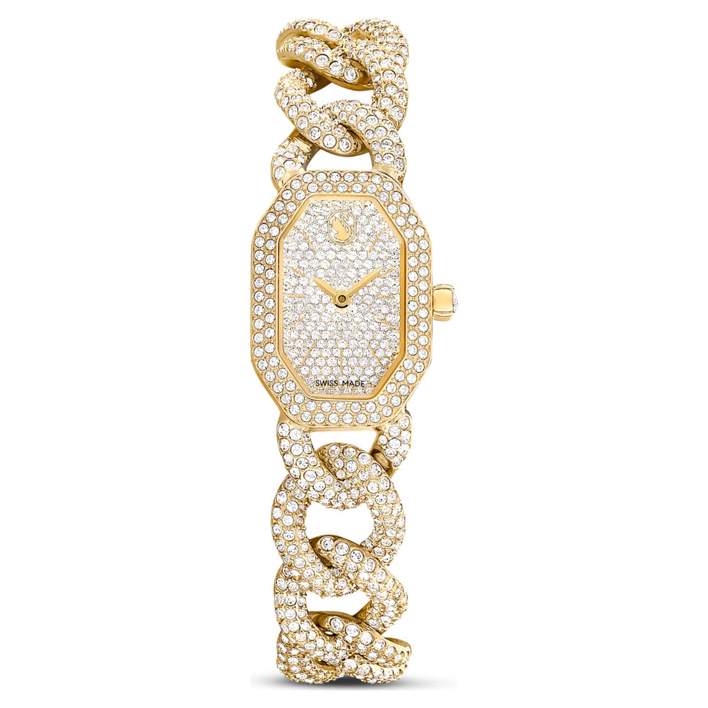 Swarovski Dextera chain watch Swiss Made, Crystal bracelet, Gold tone, Gold-tone finish