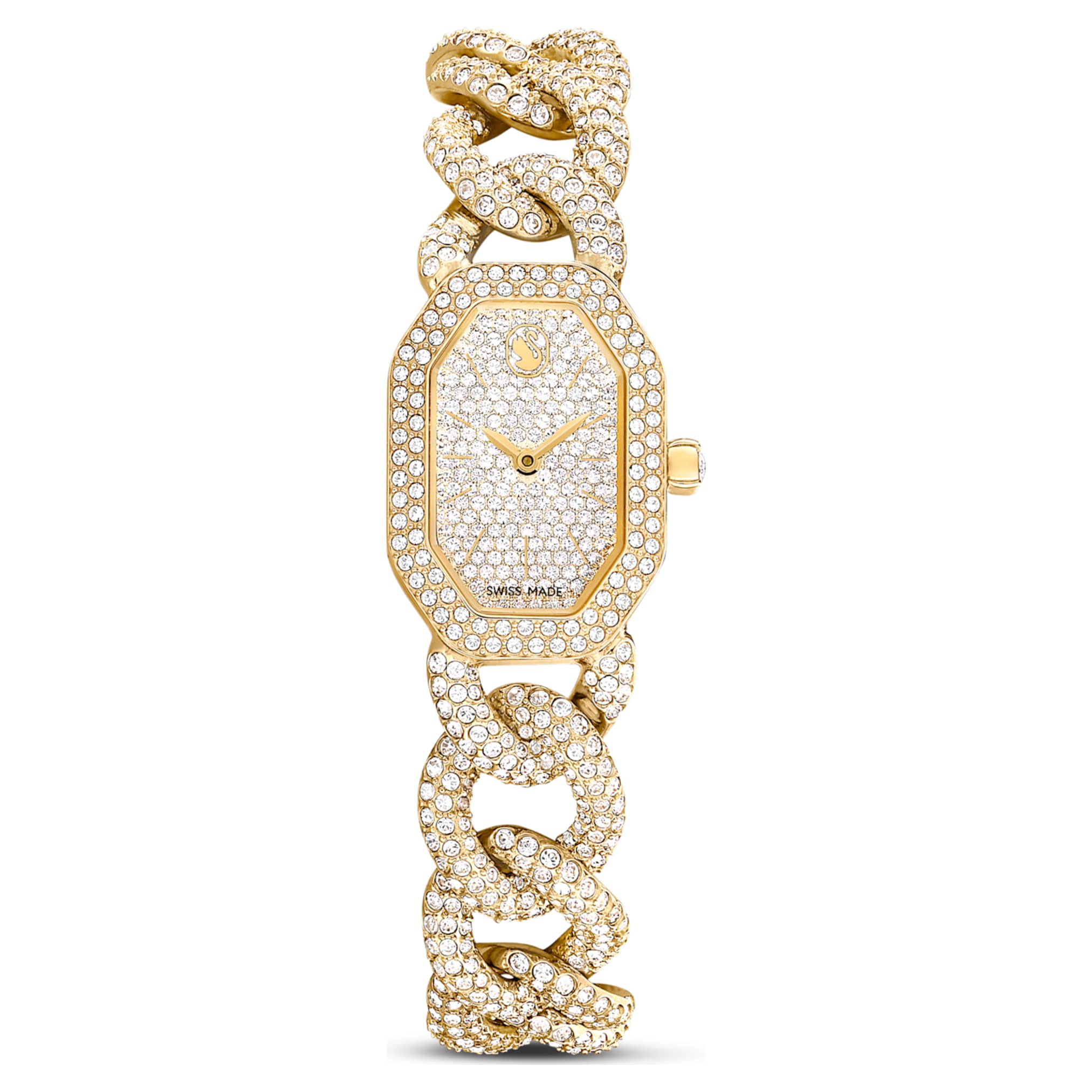 Swarovski Dextera chain watch Swiss Made, Crystal bracelet, Gold tone, Gold-tone finish