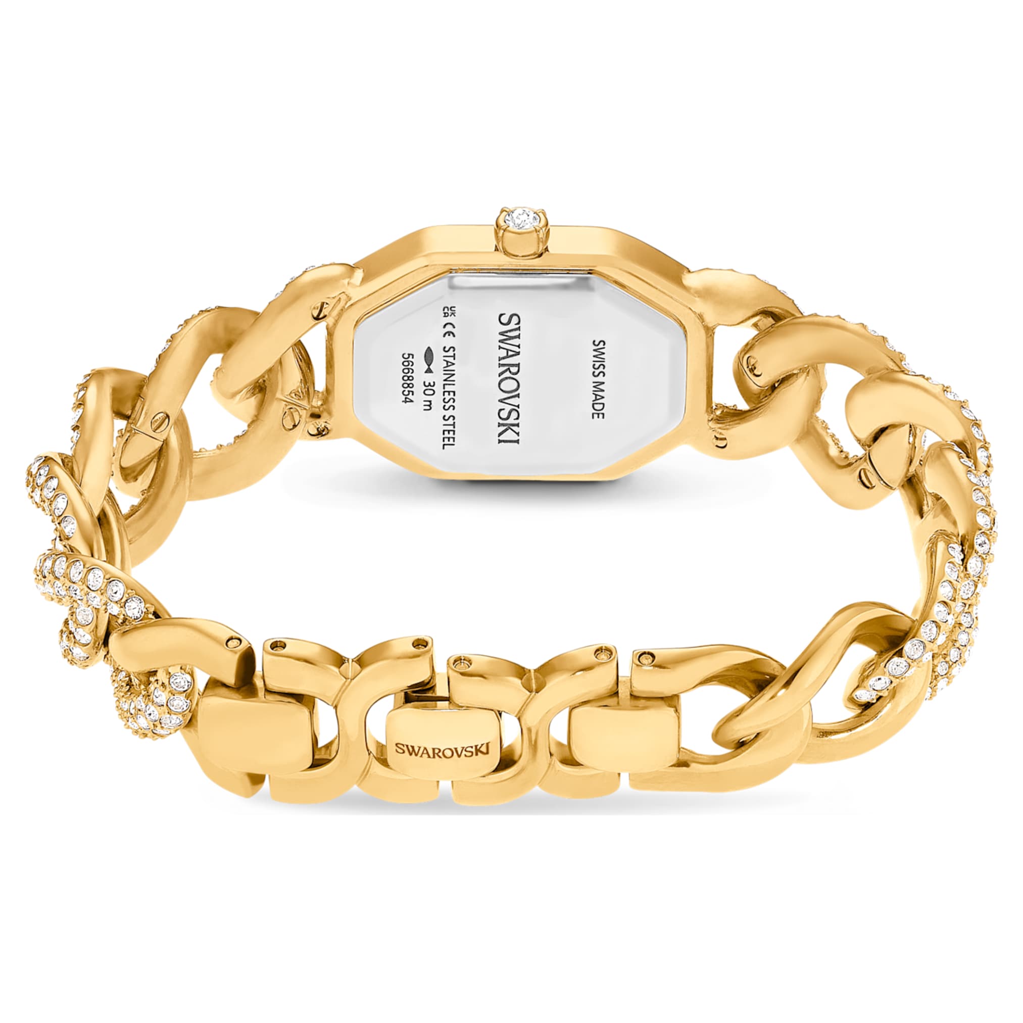 Swarovski Dextera chain watch Swiss Made, Crystal bracelet, Gold tone, Gold-tone finish