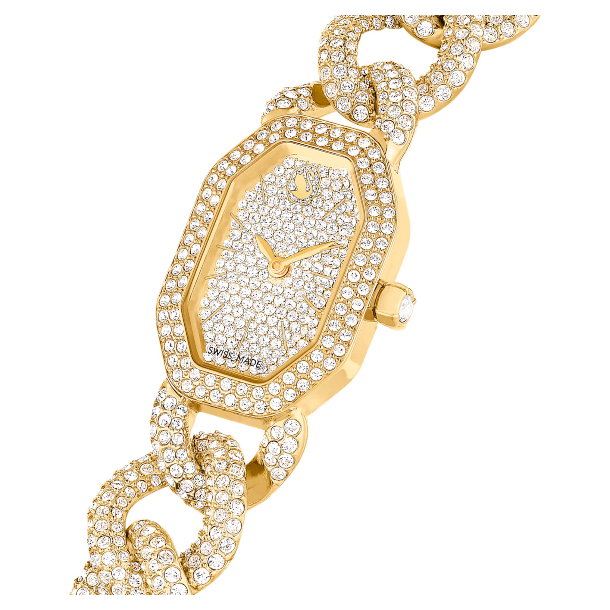 Swarovski Dextera chain watch Swiss Made, Crystal bracelet, Gold tone, Gold-tone finish