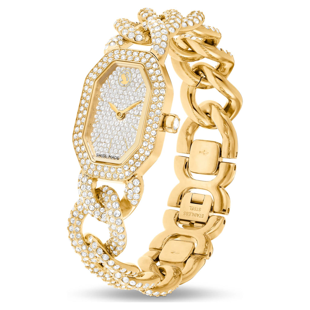Swarovski Dextera chain watch Swiss Made, Crystal bracelet, Gold tone, Gold-tone finish