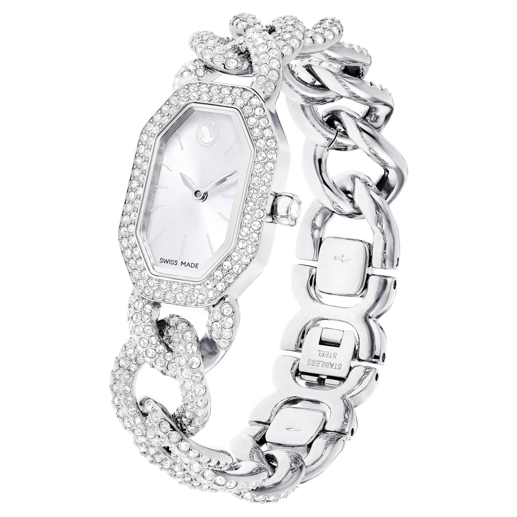 Swarovski Dextera chain watch Swiss Made, Crystal bracelet, Silver tone, Stainless Steel