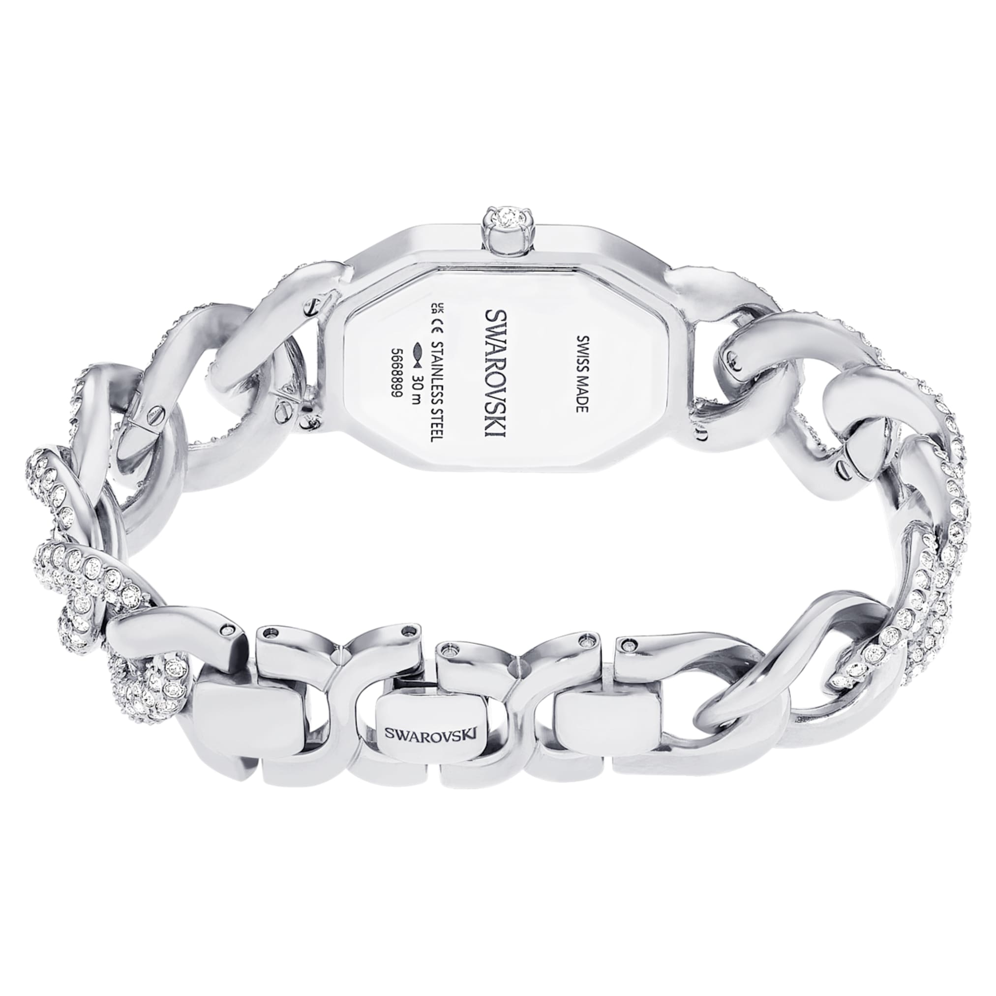 Swarovski Dextera chain watch Swiss Made, Crystal bracelet, Silver tone, Stainless Steel