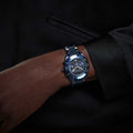 Swarovski Dextera chrono watch 39mm, Swiss Made, Metal bracelet, Blue, Blue finish