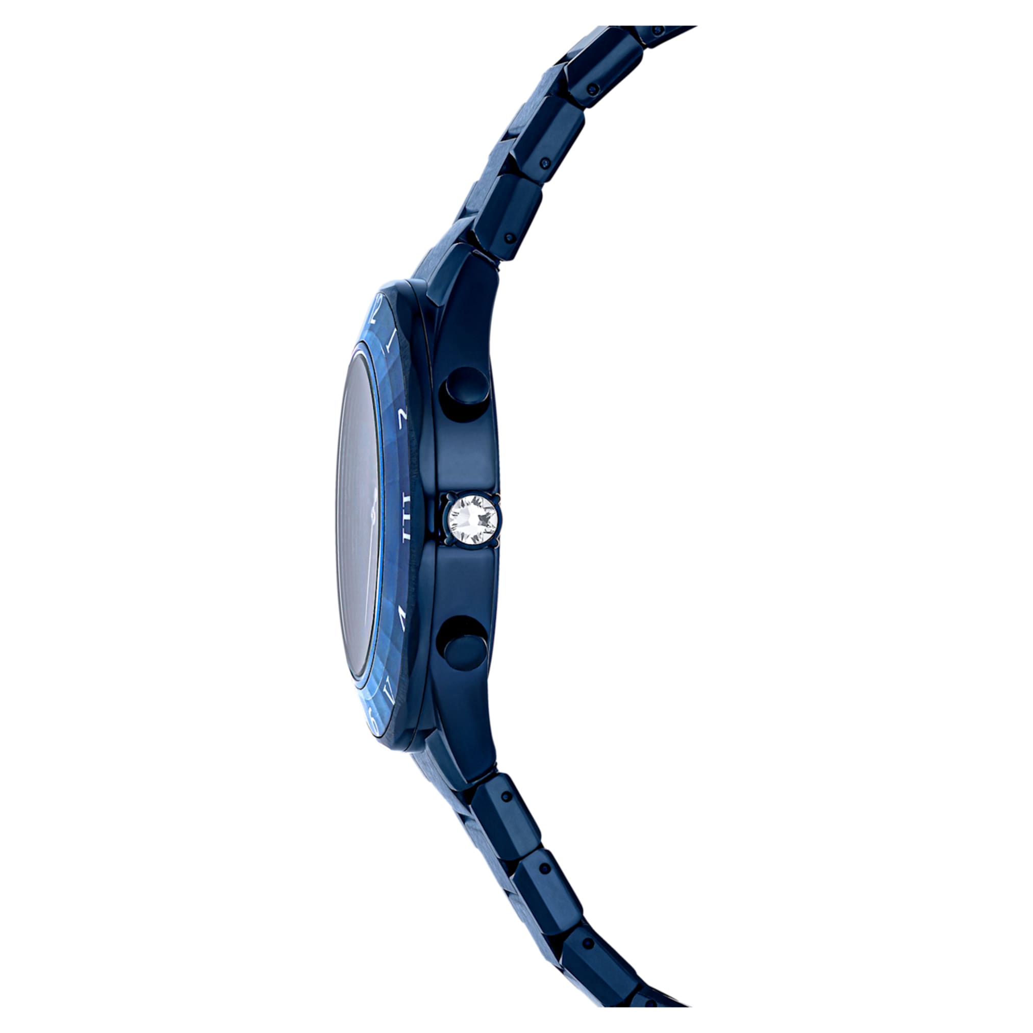 Swarovski Dextera chrono watch 39mm, Swiss Made, Metal bracelet, Blue, Blue finish