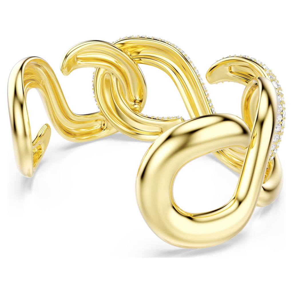 Swarovski Dextera cuff Round cut, White, 18K gold finish