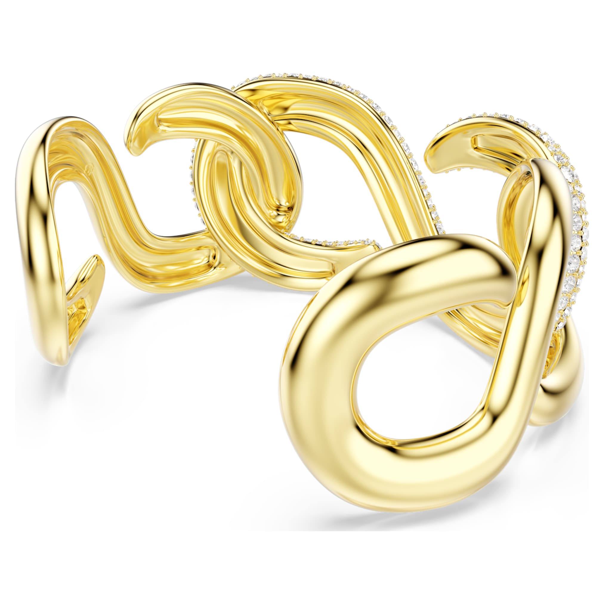 Swarovski Dextera cuff Round cut, White, 18K gold finish