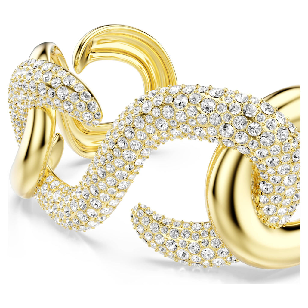 Swarovski Dextera cuff Round cut, White, 18K gold finish
