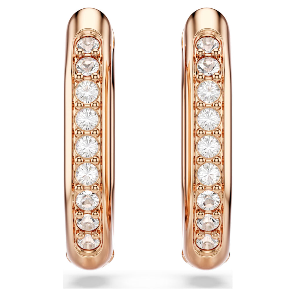 Swarovski Dextera hoop earrings Octagon shape, Round cut, Small, White, 18K rose gold finish