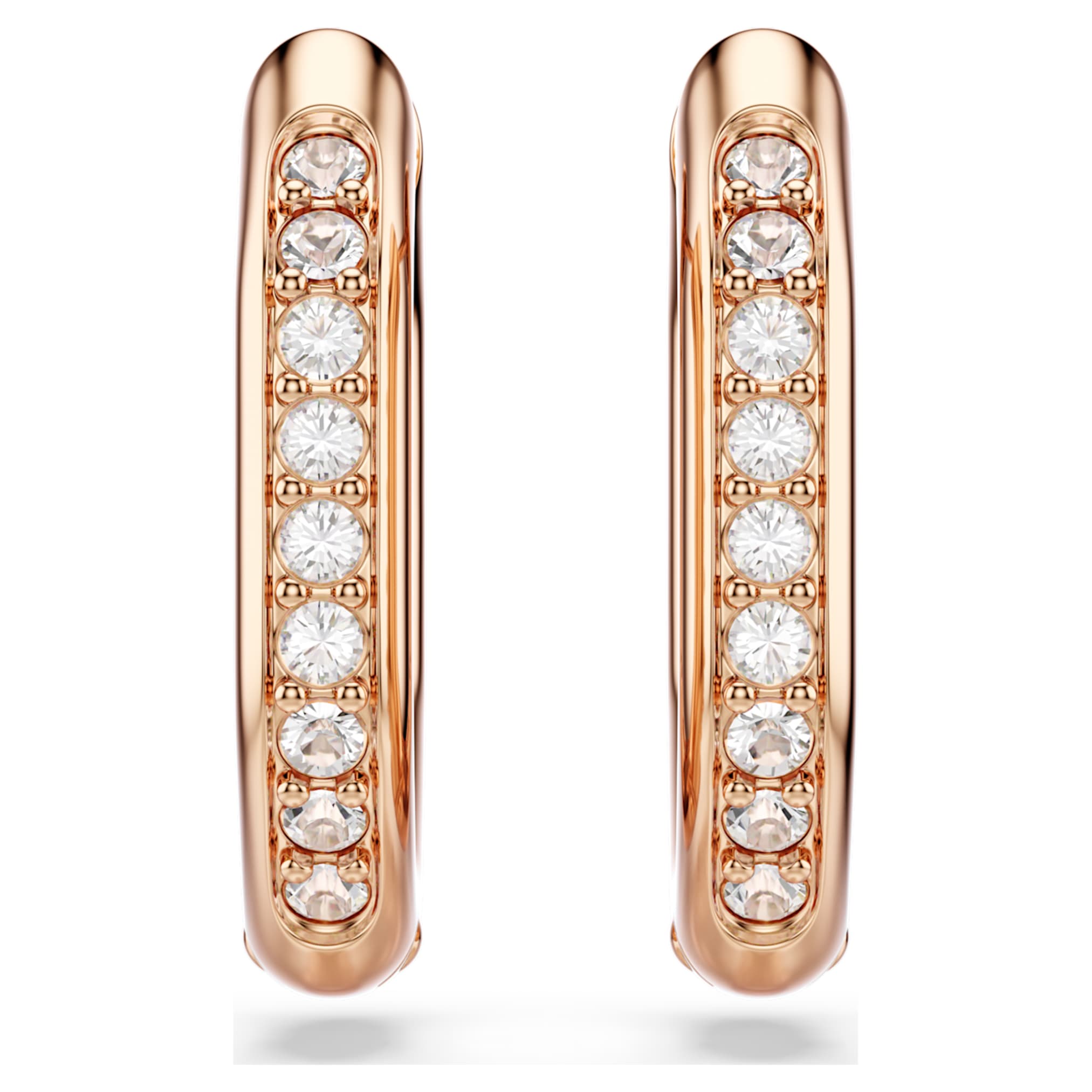Swarovski Dextera hoop earrings Octagon shape, Round cut, Small, White, 18K rose gold finish