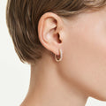 Swarovski Dextera hoop earrings Octagon shape, Round cut, Small, White, Rhodium plated