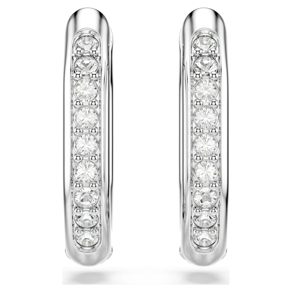 Swarovski Dextera hoop earrings Octagon shape, Round cut, Small, White, Rhodium plated