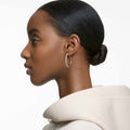 Swarovski Dextera hoop earrings Pavé, Large, White, Rhodium plated