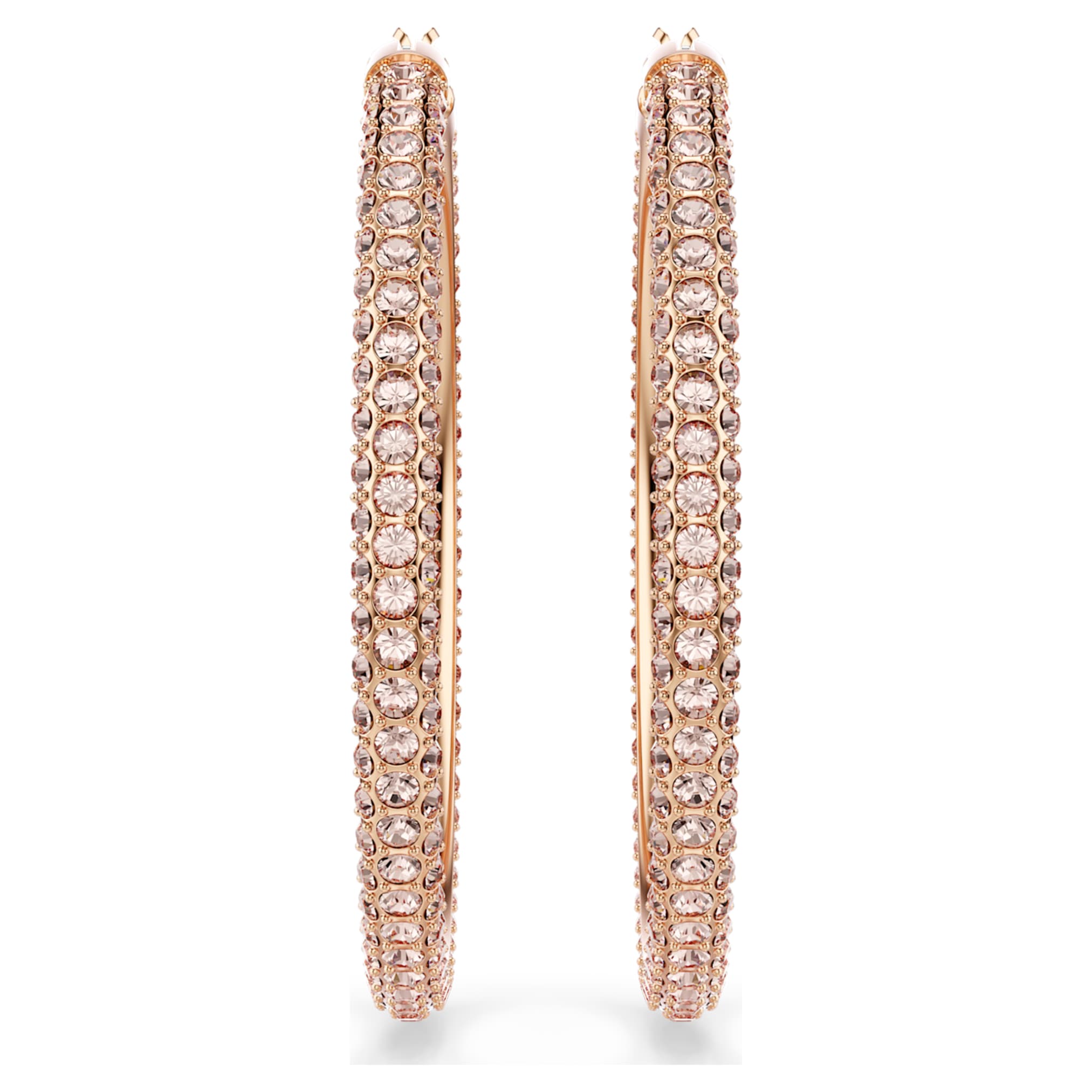 Swarovski Dextera hoop earrings Pavé, Large, White, 18K rose gold finish