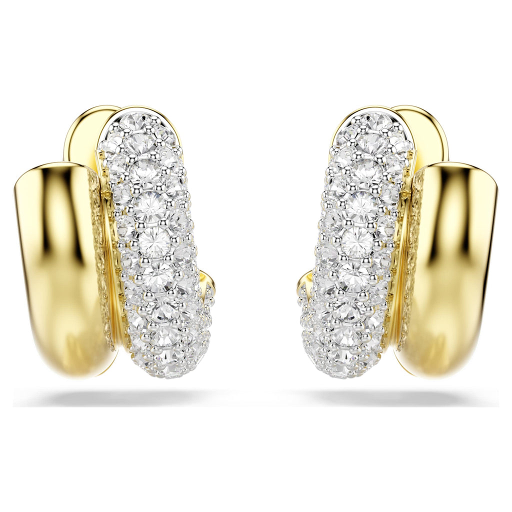 Swarovski Dextera hoop earrings Round cut, Mini, White, 18K gold finish