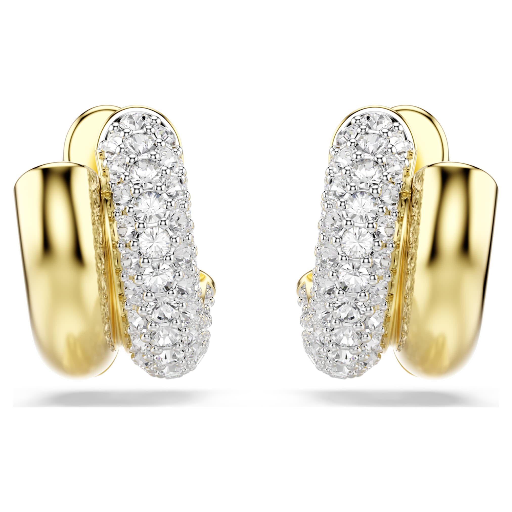 Swarovski Dextera hoop earrings Round cut, Mini, White, 18K gold finish