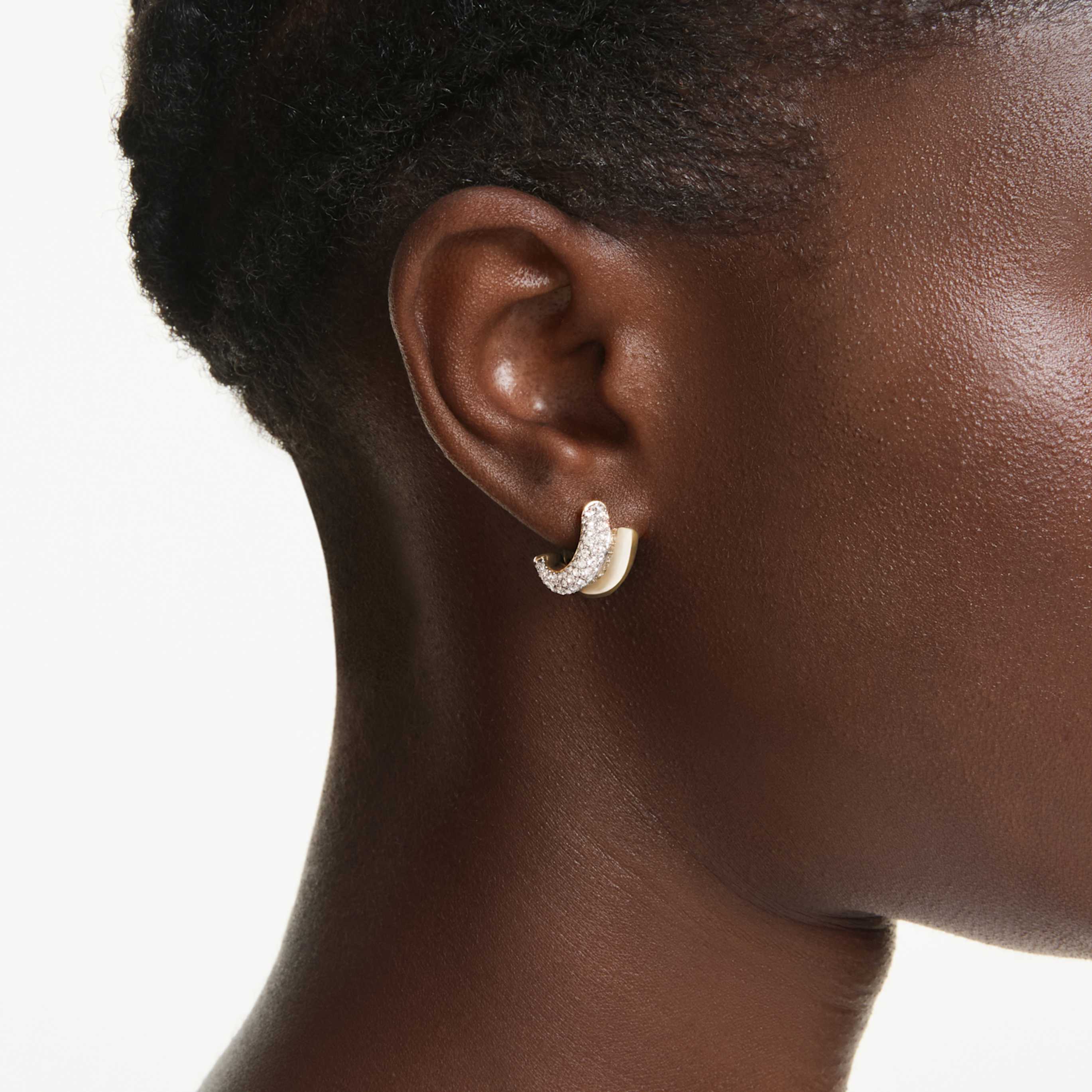 Swarovski Dextera hoop earrings Round cut, Mini, White, Rhodium plated