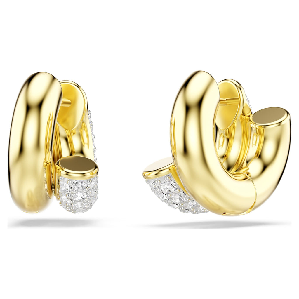 Swarovski Dextera hoop earrings Round cut, Mini, White, 18K gold finish