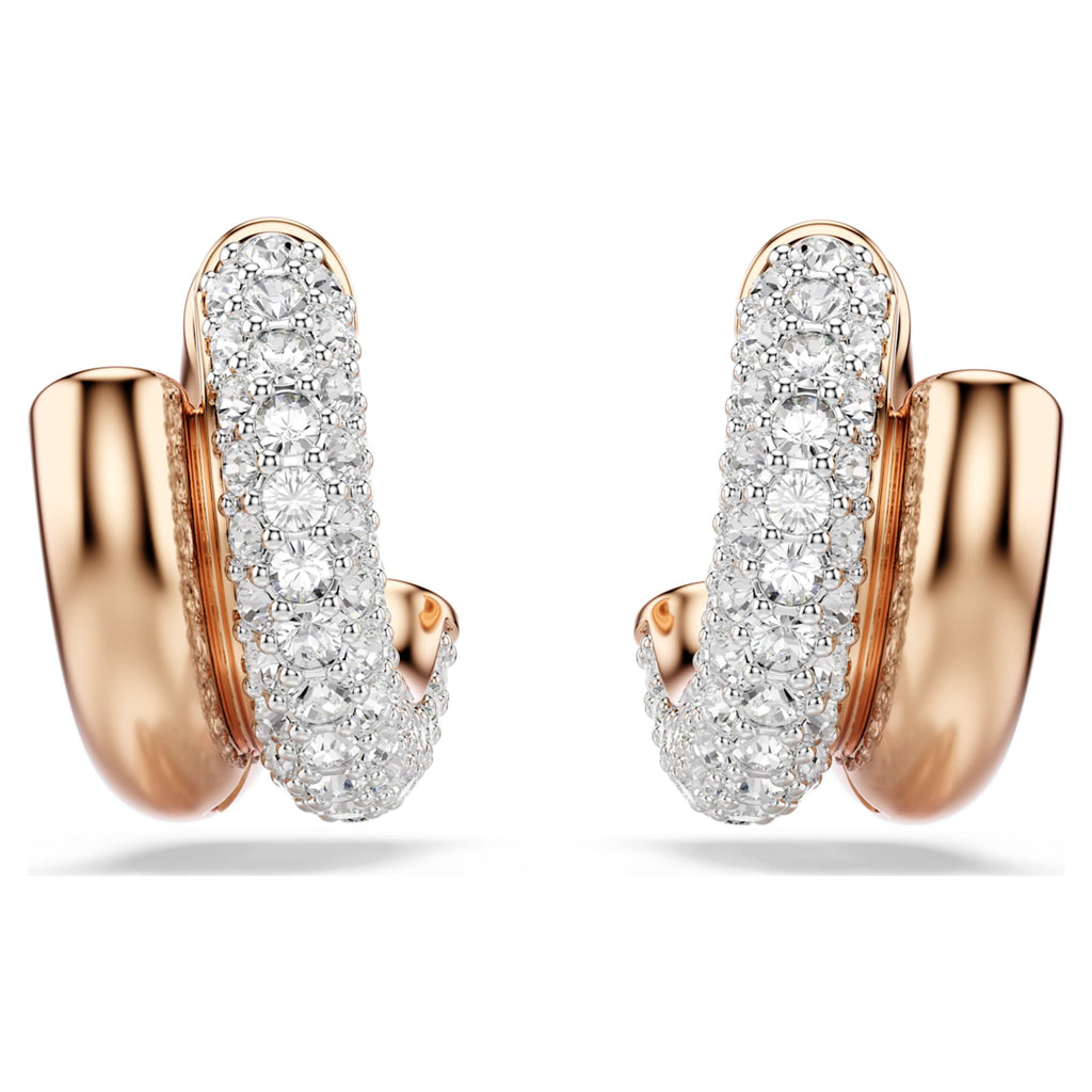 Swarovski Dextera hoop earrings Round cut, Mini, White, 18K rose gold finish