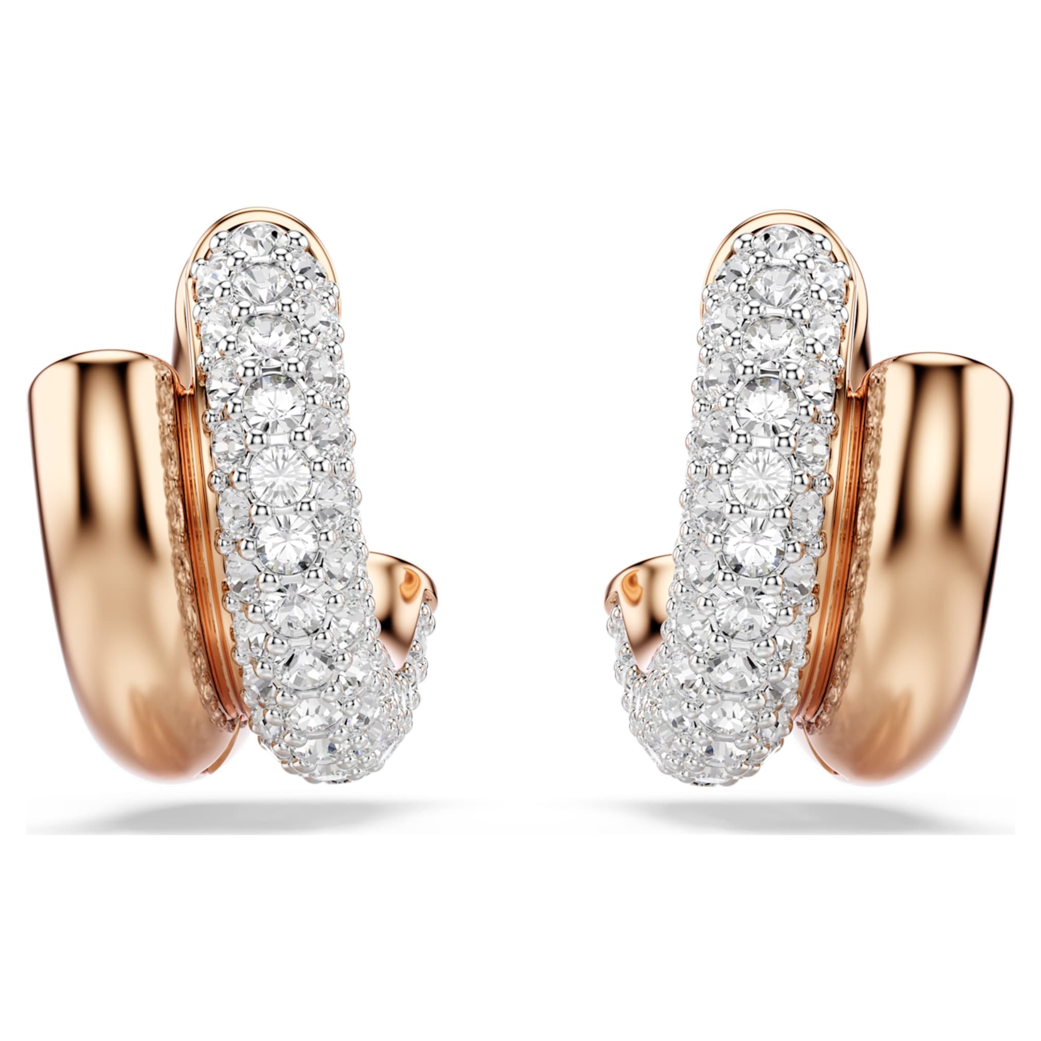 Swarovski Dextera hoop earrings Round cut, Mini, White, 18K rose gold finish