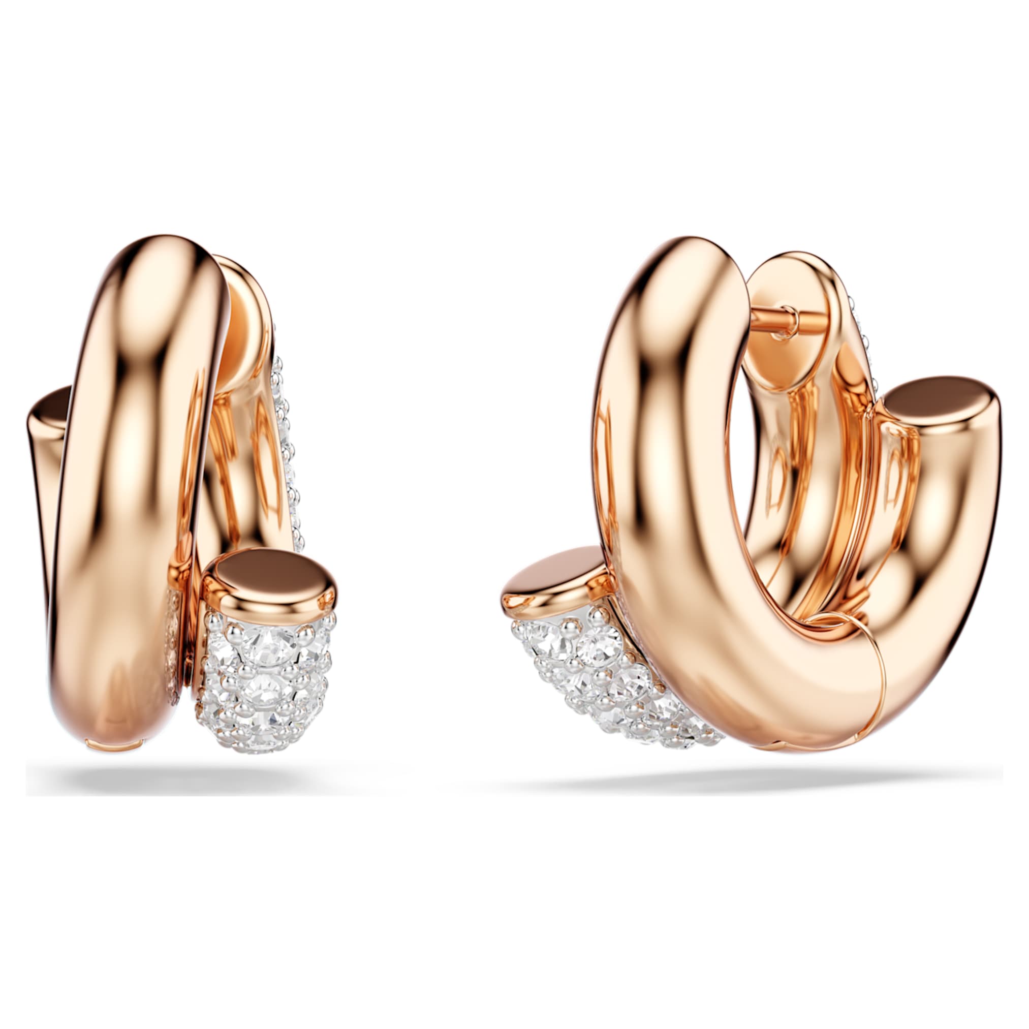 Swarovski Dextera hoop earrings Round cut, Mini, White, 18K rose gold finish