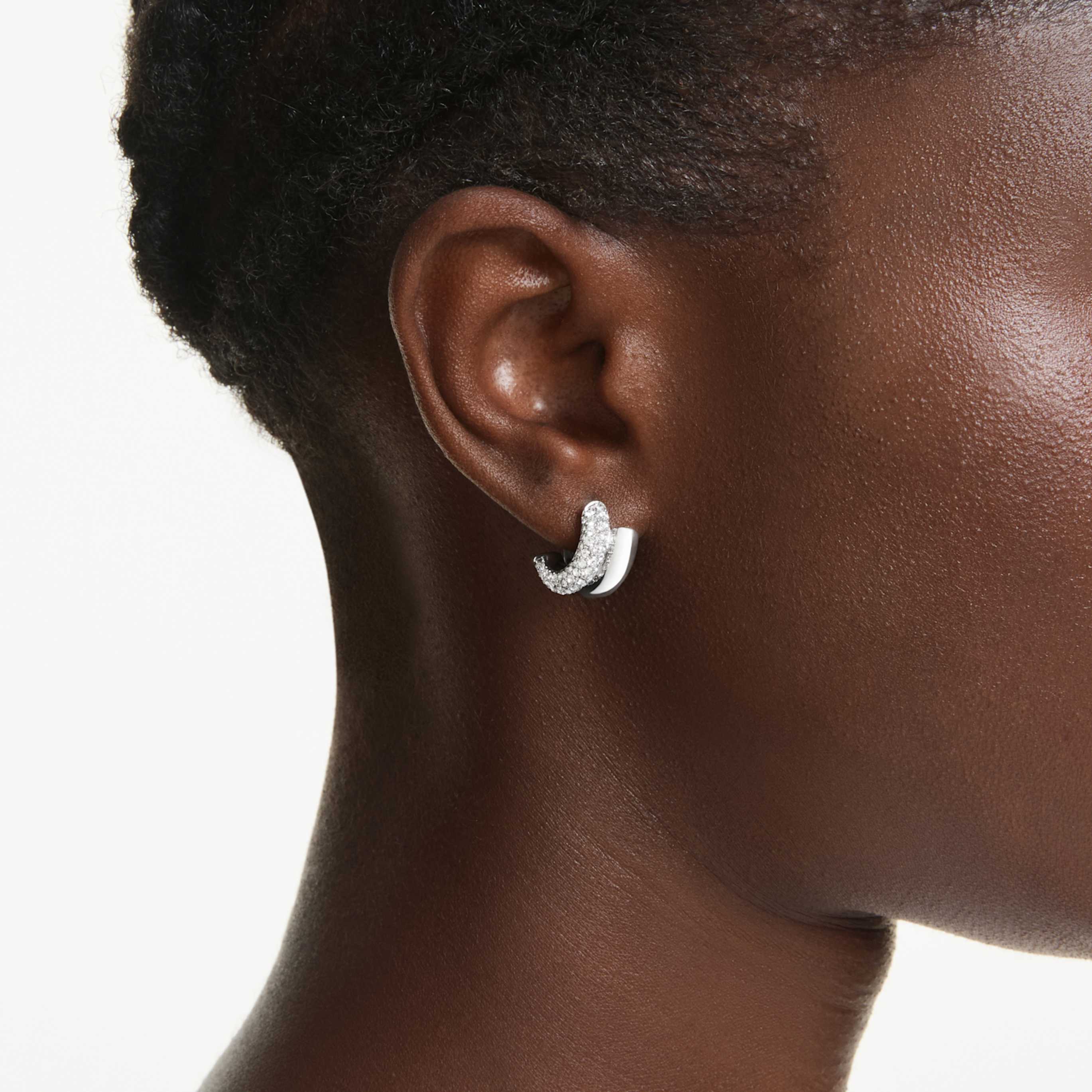 Swarovski Dextera hoop earrings Round cut, Mini, White, 18K rose gold finish