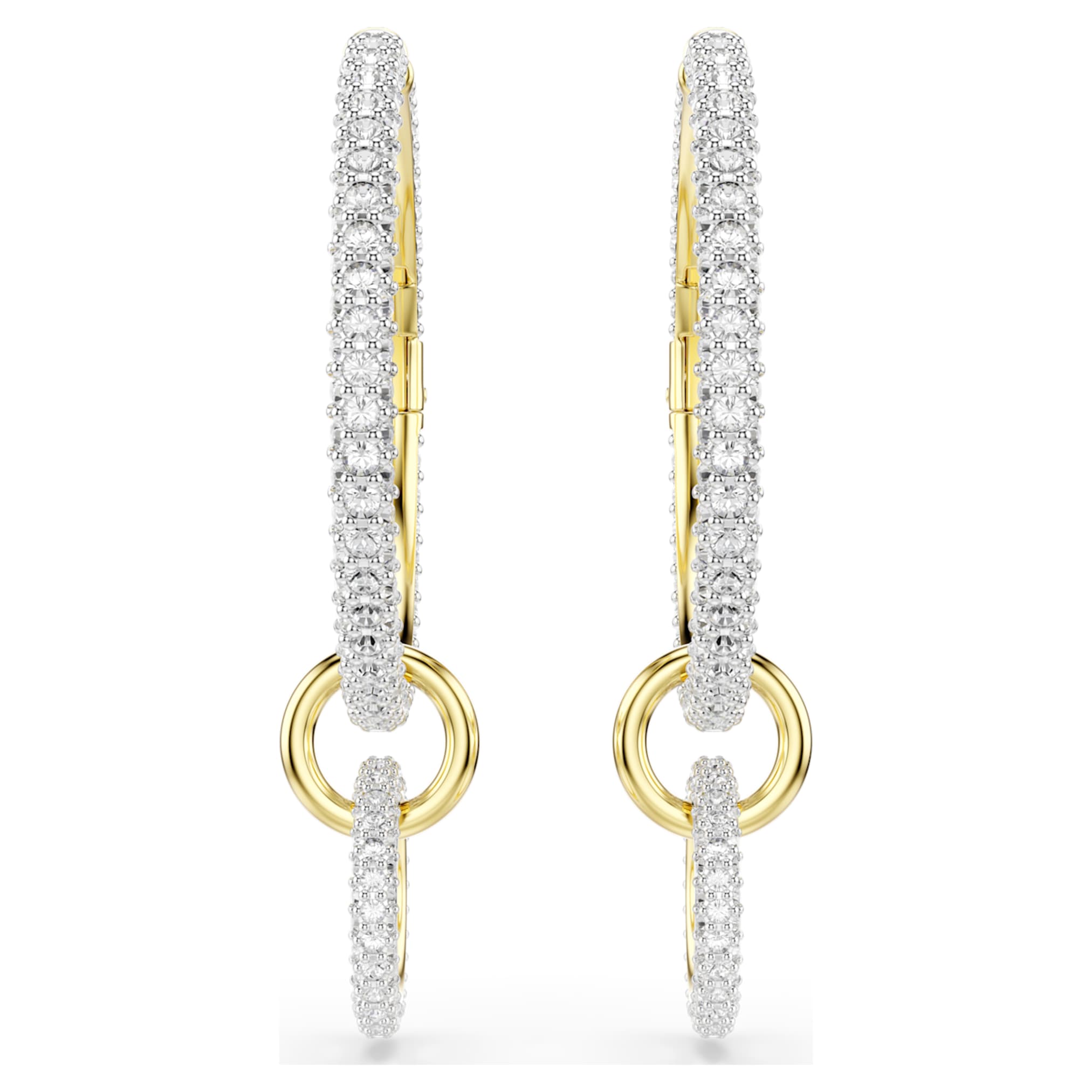 Swarovski Dextera hoop earrings Round cut, White, 18K gold finish
