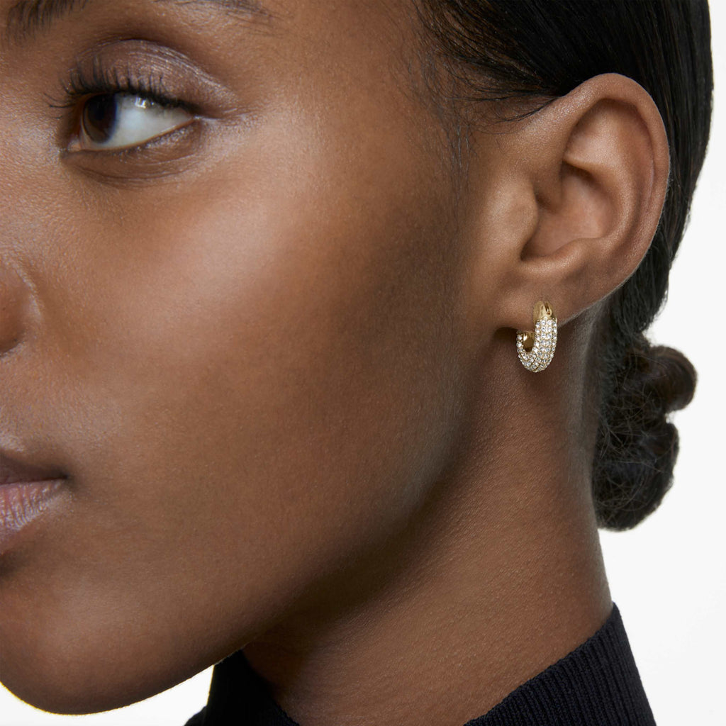 Swarovski Dextera hoop earrings Small, White, Rhodium plated