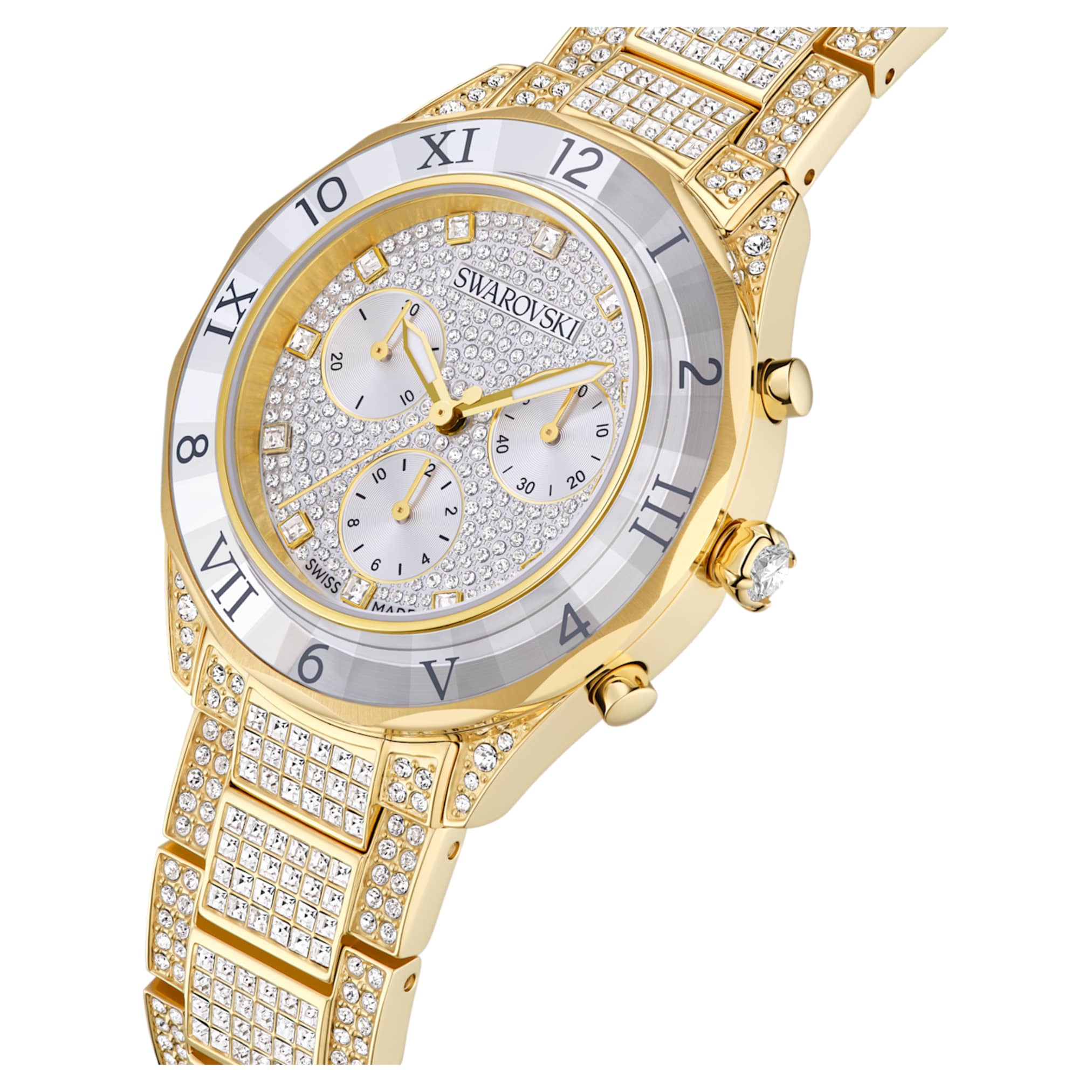 Swarovski Dextera lux watch Swiss Made, Metal bracelet, Gold tone, Gold-tone finish