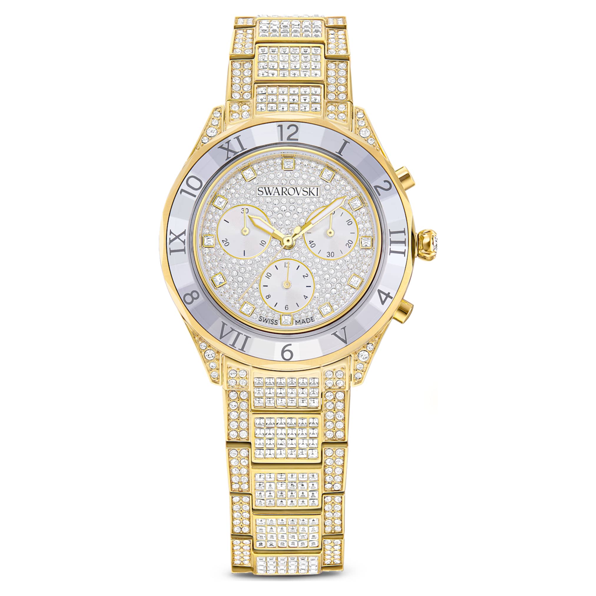 Swarovski Dextera lux watch Swiss Made, Metal bracelet, Gold tone, Gold-tone finish
