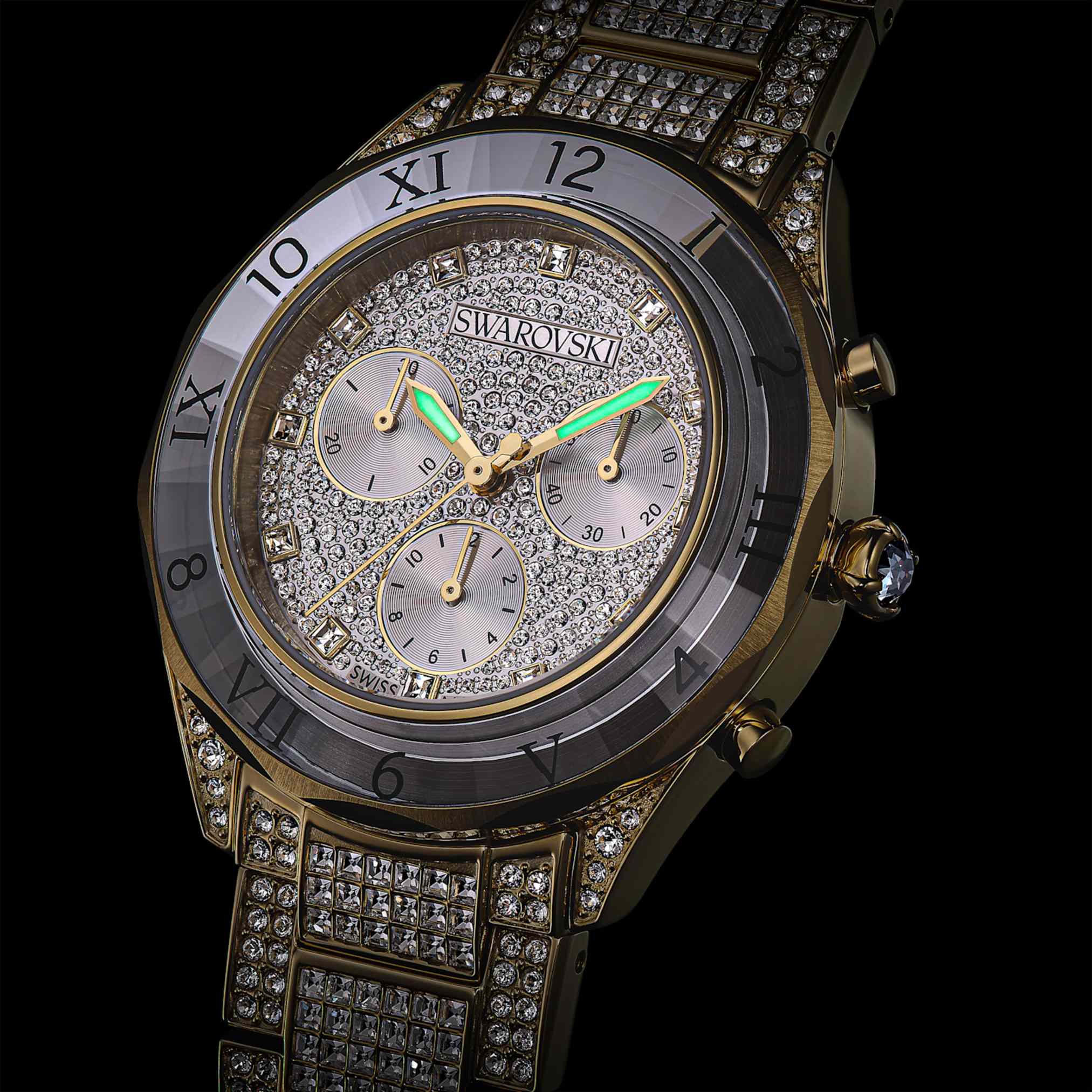 Swarovski Dextera lux watch Swiss Made, Metal bracelet, Gold tone, Gold-tone finish