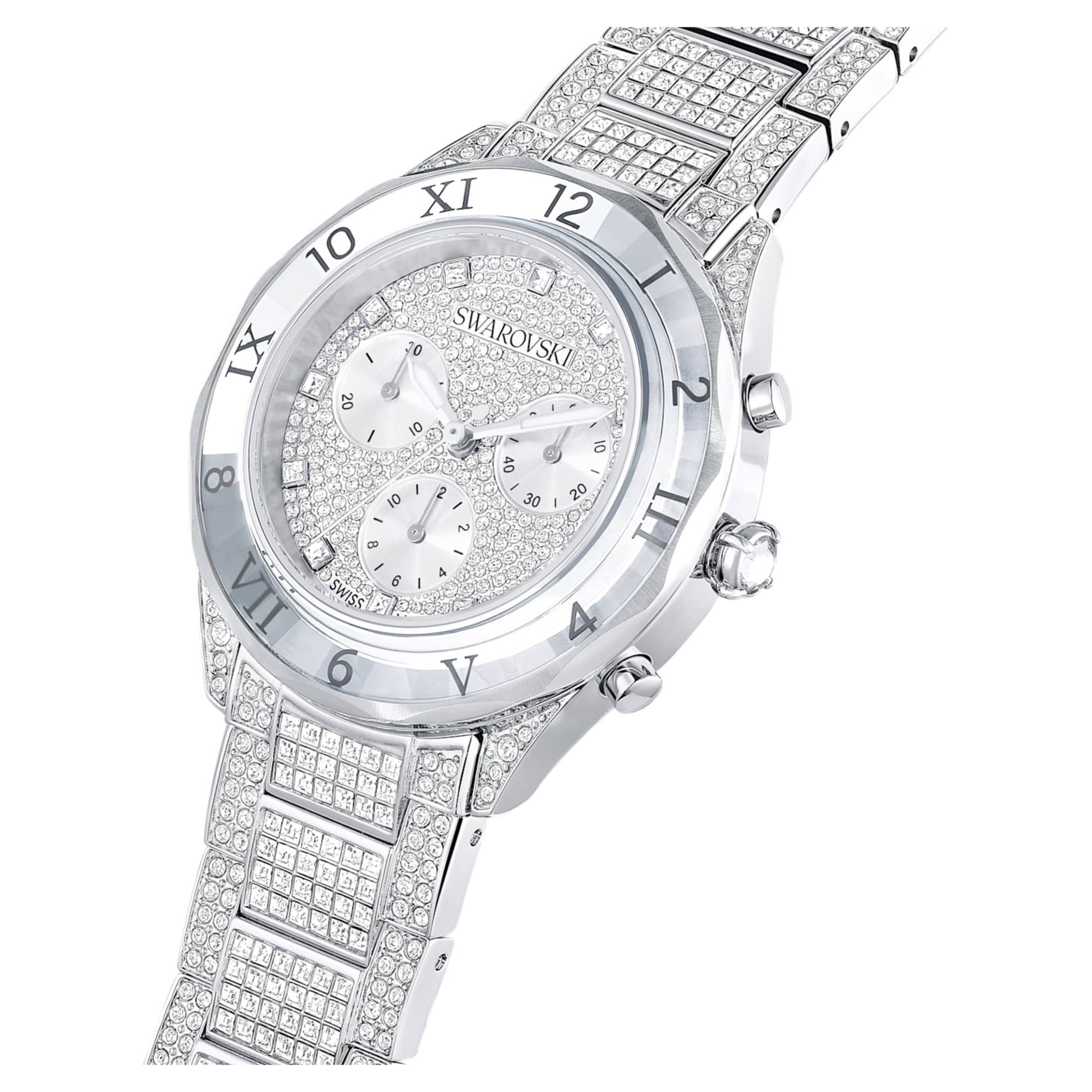 Swarovski Dextera lux watch Swiss Made, Metal bracelet, Silver tone, Stainless Steel