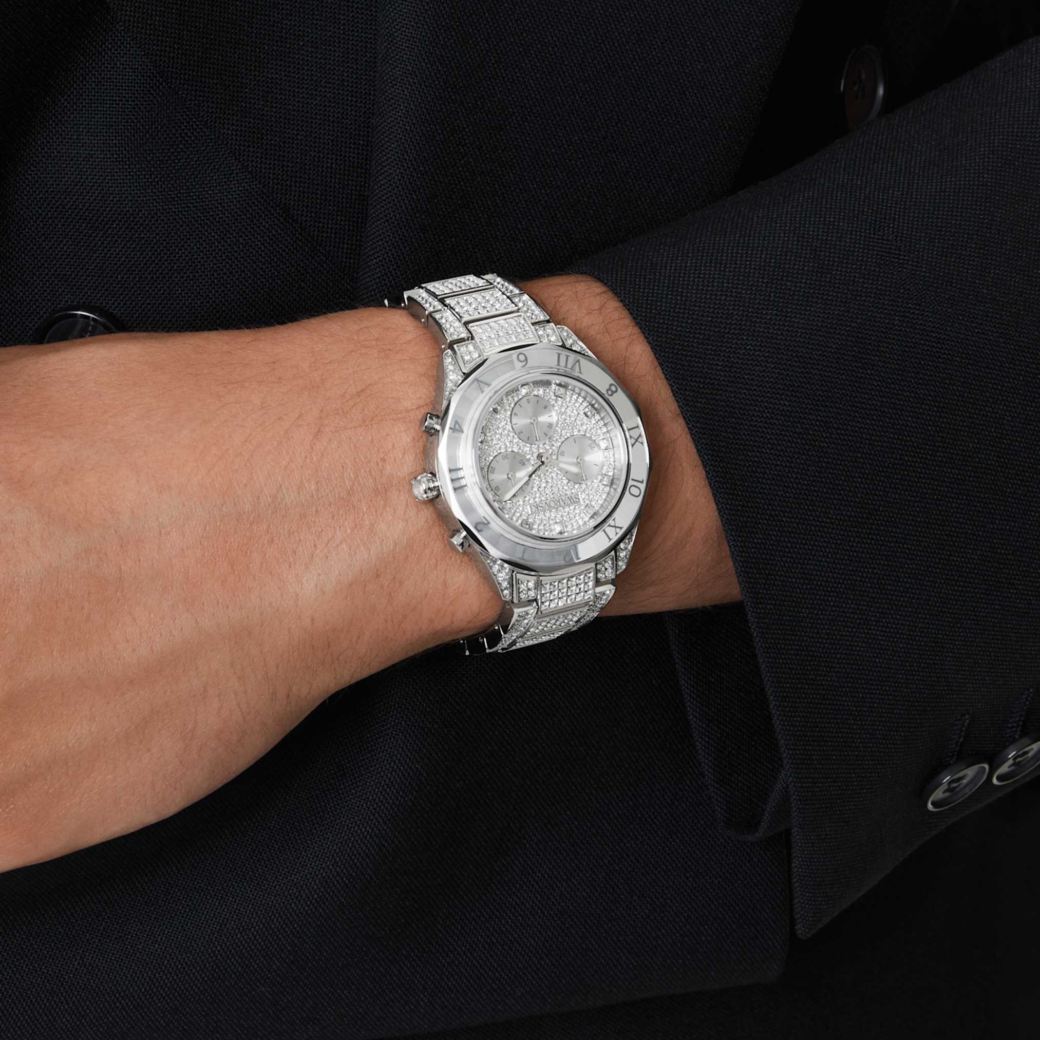 Swarovski Dextera lux watch Swiss Made, Metal bracelet, Silver tone, Stainless Steel