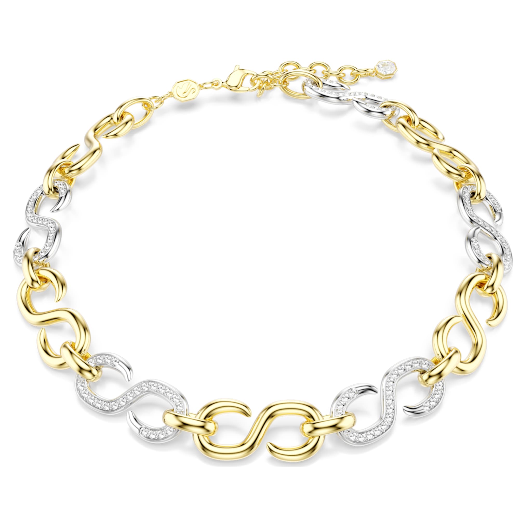 Swarovski Dextera necklace Round cut, Chain, White, Mixed metal finish