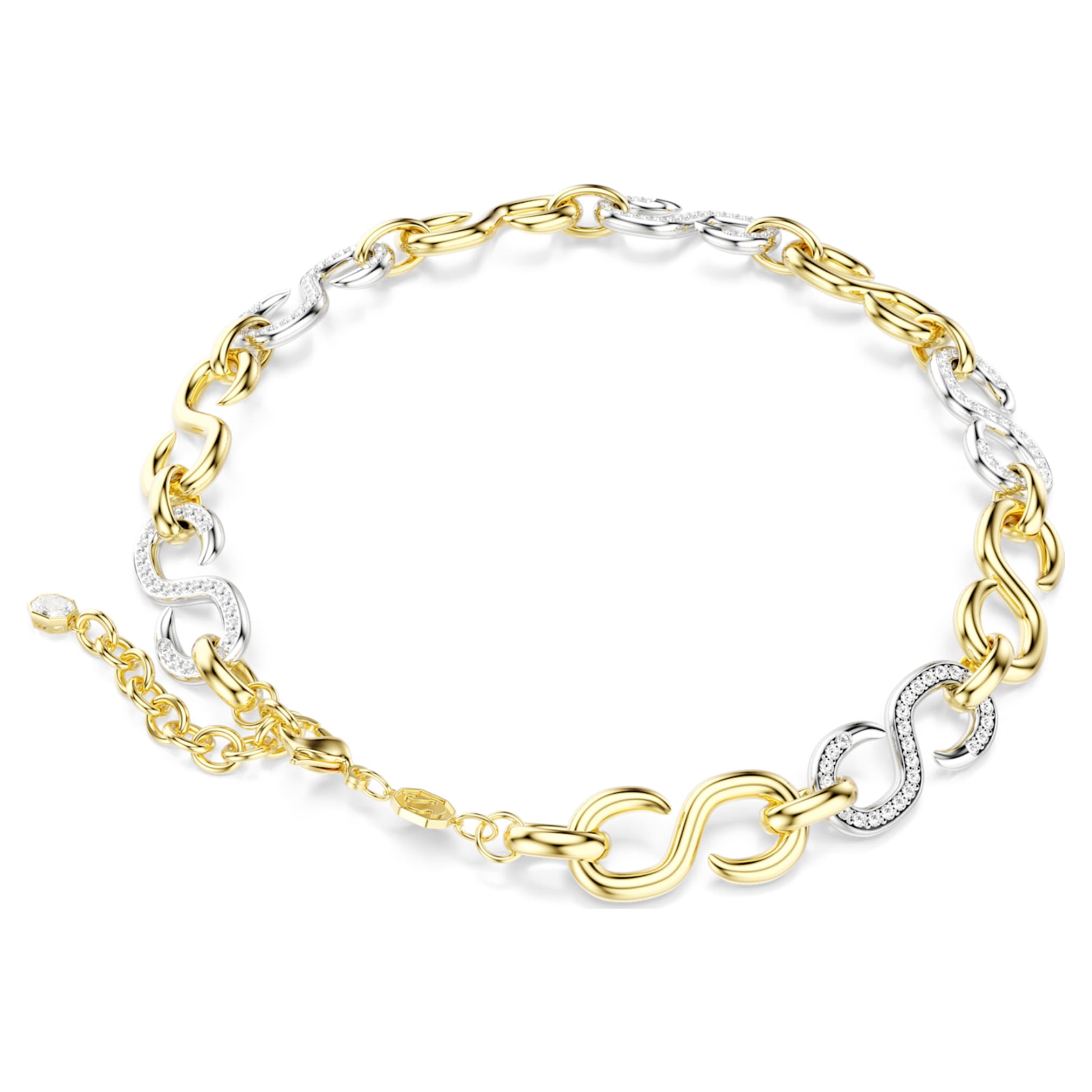 Swarovski Dextera necklace Round cut, Chain, White, Mixed metal finish
