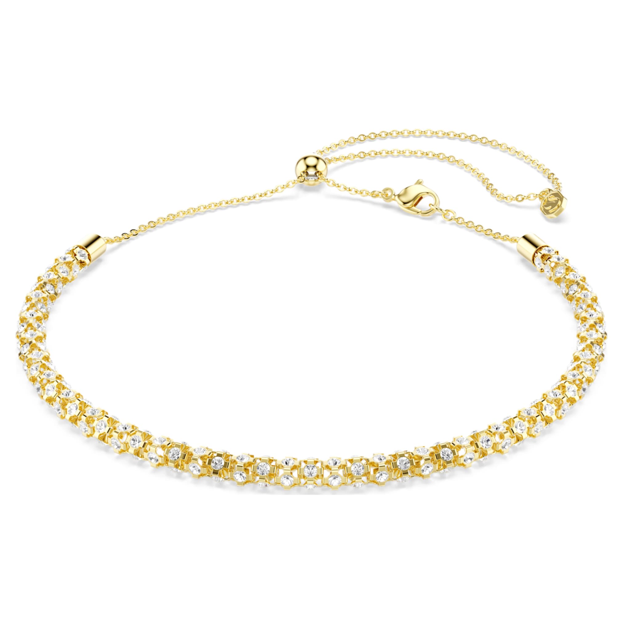 Swarovski Dextera necklace Round cut, White, 18K gold finish