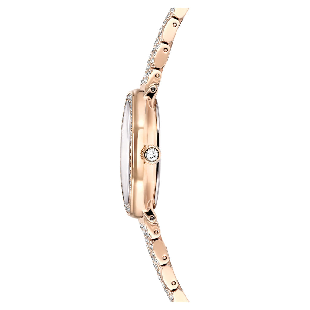 Swarovski Dextera octagon watch Swiss Made, Metal bracelet, Gold tone, Rose gold-tone finish
